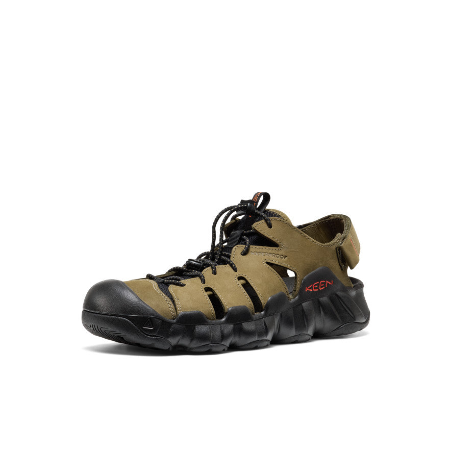 Men's Hyperport Fisherman Leather Sandals - Dark Olive/Black | Comfortable Outdoor Walking & Beach Vacation Slip-Ons