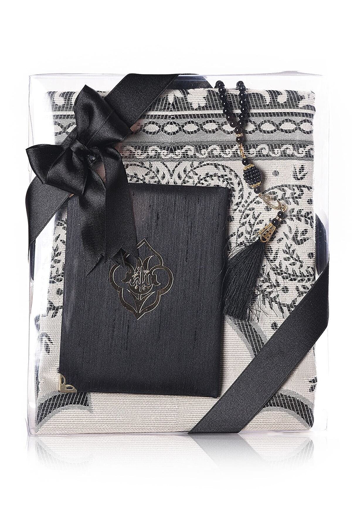Premium Islamic Prayer Set - Muslim Prayer Rug, Yaseen Surah Pocket Book & Tasbih Beads - Perfect Ramadan, Eid & Mawlid Gift for Men, Women & Kids (Black, 15 Sets) - Ideal for Home Worship, Travel & Daily Prayers