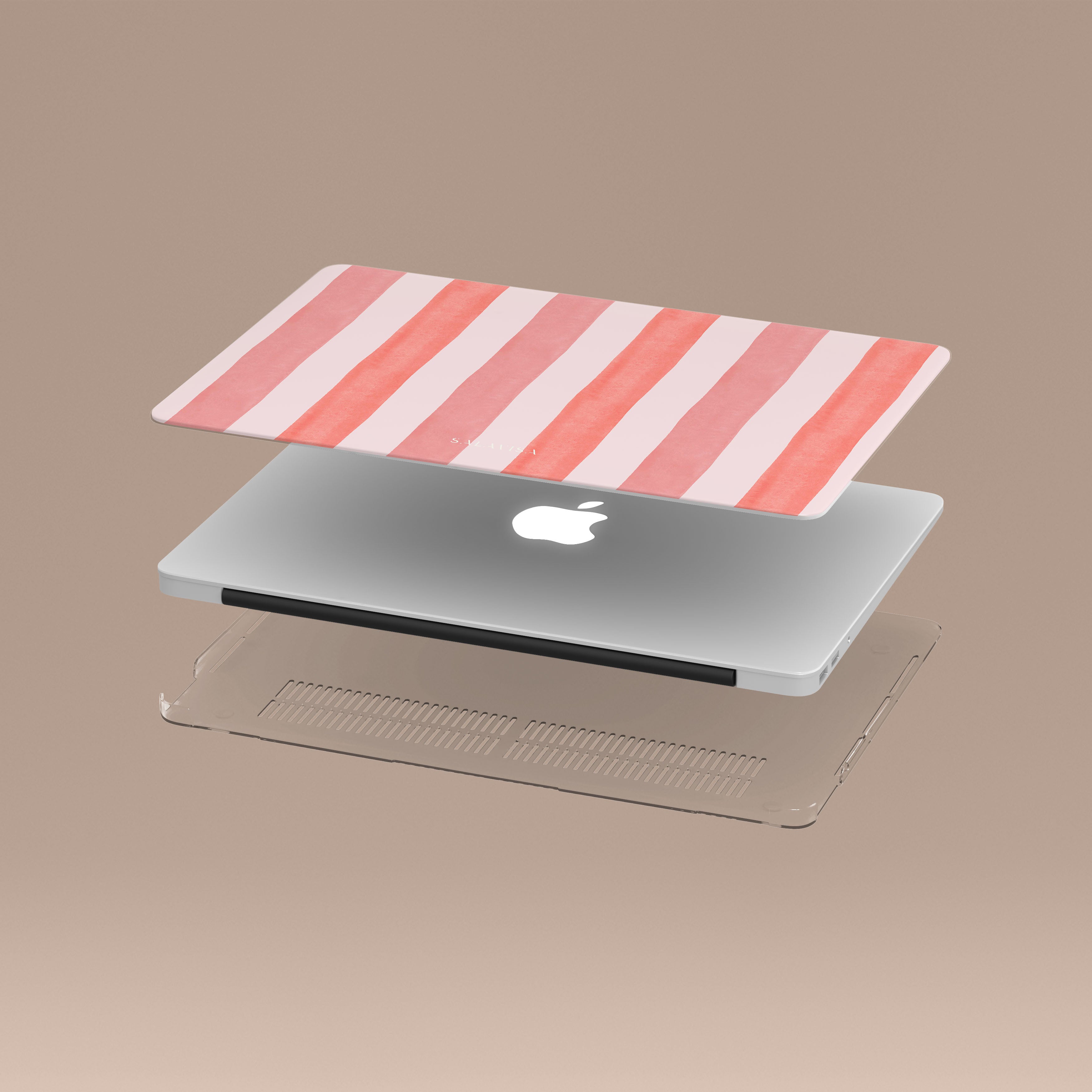 Premium Coral Stripe MacBook Case - Slim Protective Hard Shell Cover for MacBook Air 13