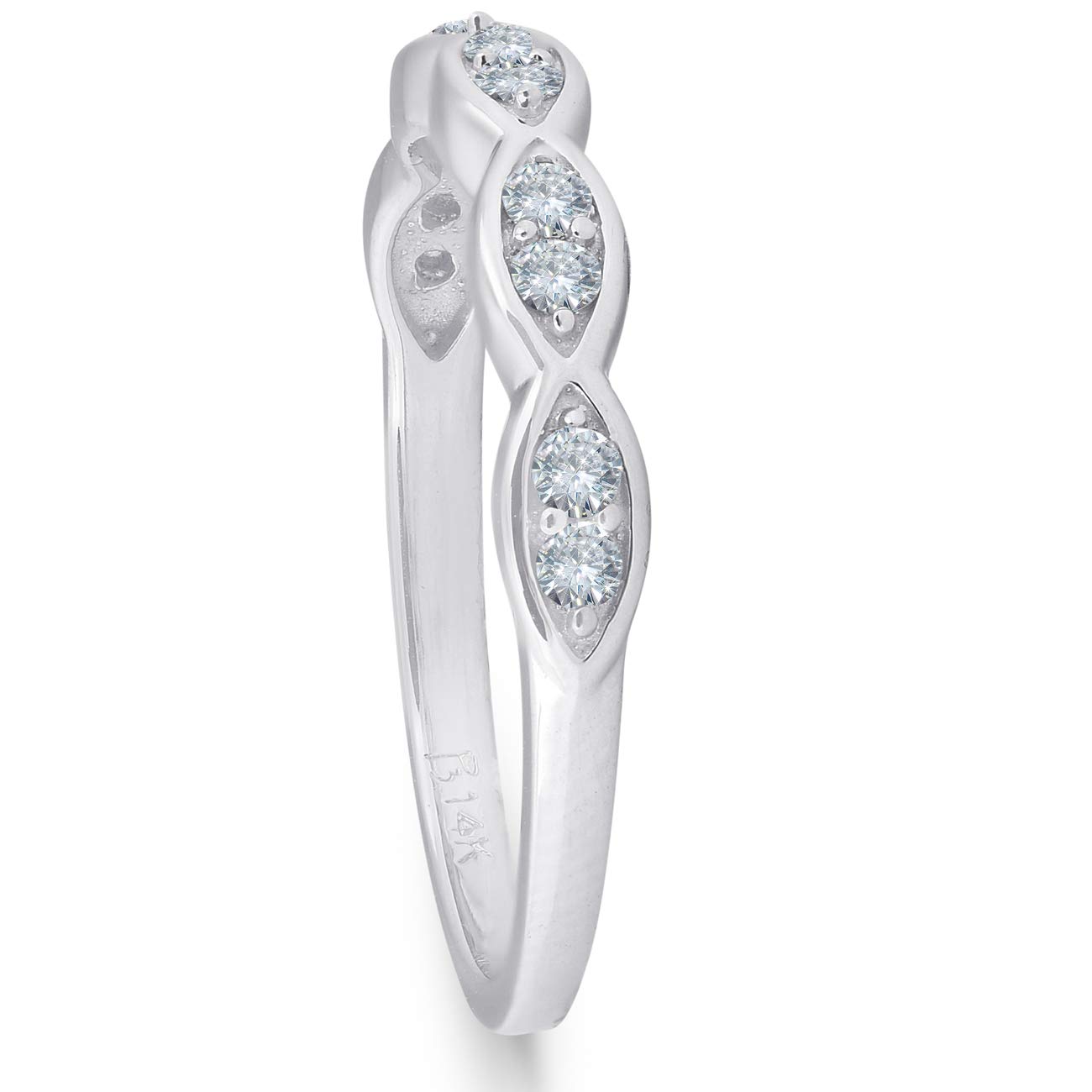 1/4 Carat Diamond Stackable Wedding Anniversary Ring for Women - 14K White Gold - Perfect for Bridal Sets, Gifts & Special Occasions