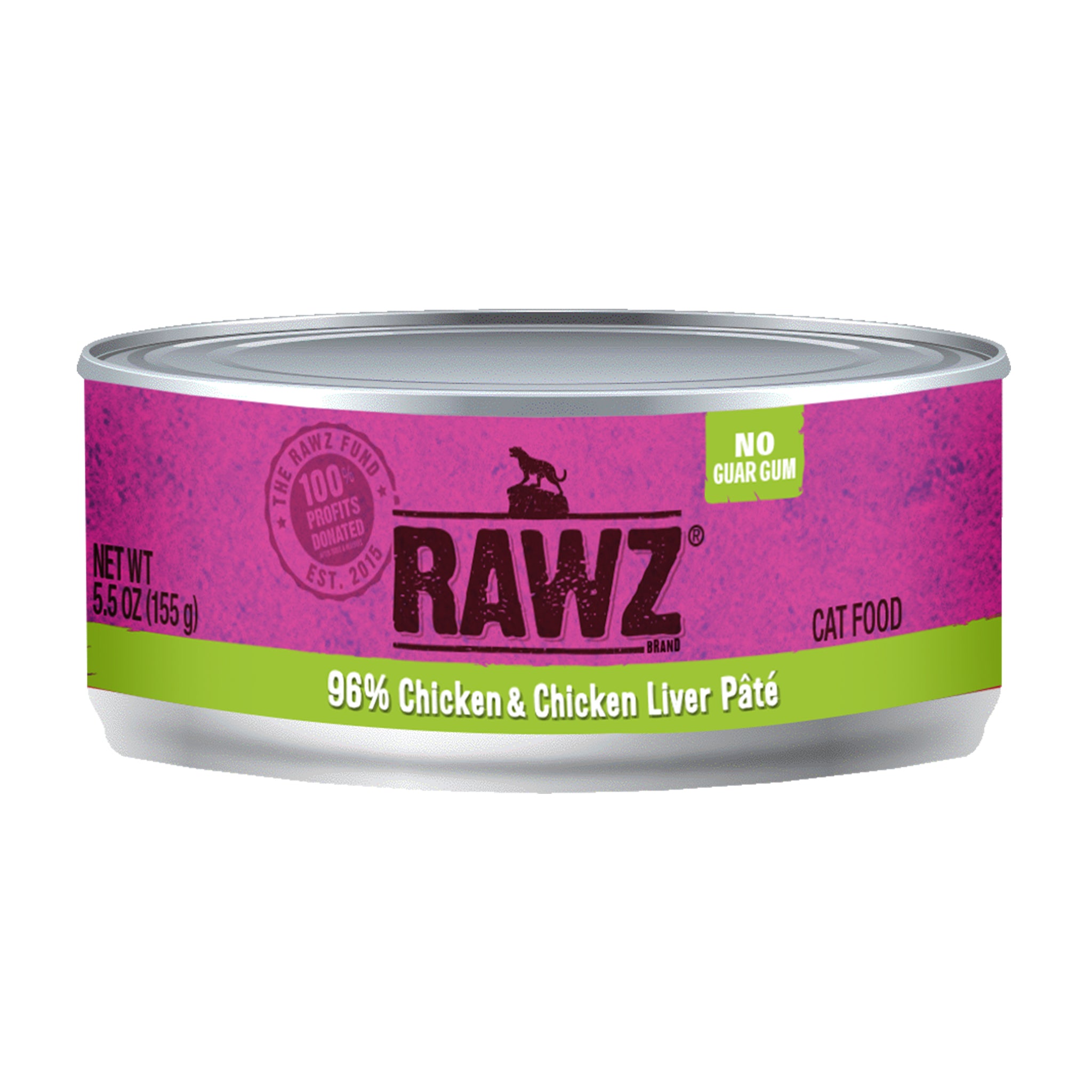 Premium RAWZ 96% Chicken & Chicken Liver Pate Grain-Free Wet Cat Food - High Protein, Natural Ingredients for Adult Cats - Perfect for Picky Eaters & Sensitive Stomachs