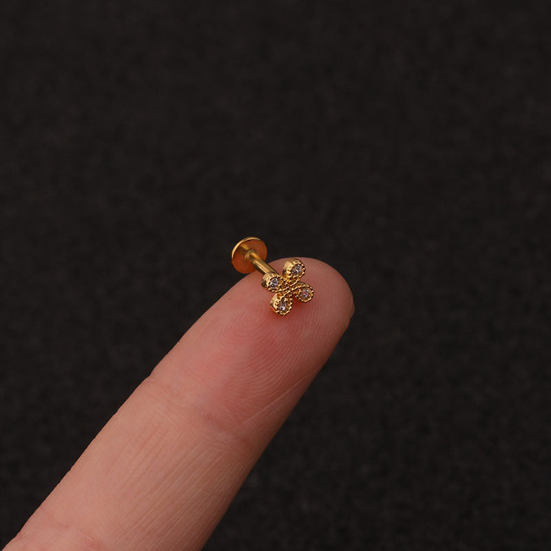 16G Labret Back Earrings - Surgical Steel Push Pin Earrings with Flat Back Stud | HSPJ217 | Perfect for Lip, Nose, Cartilage Piercings & Everyday Wear