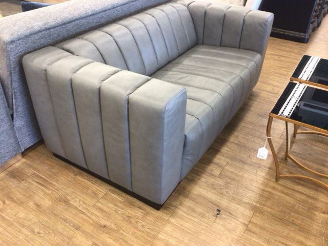 Macy's Halewood Grey Leather Sofa - 3-Seater Modern Living Room Couch with Premium Top Grain Leather - Perfect for Home, Office & Lounge Spaces