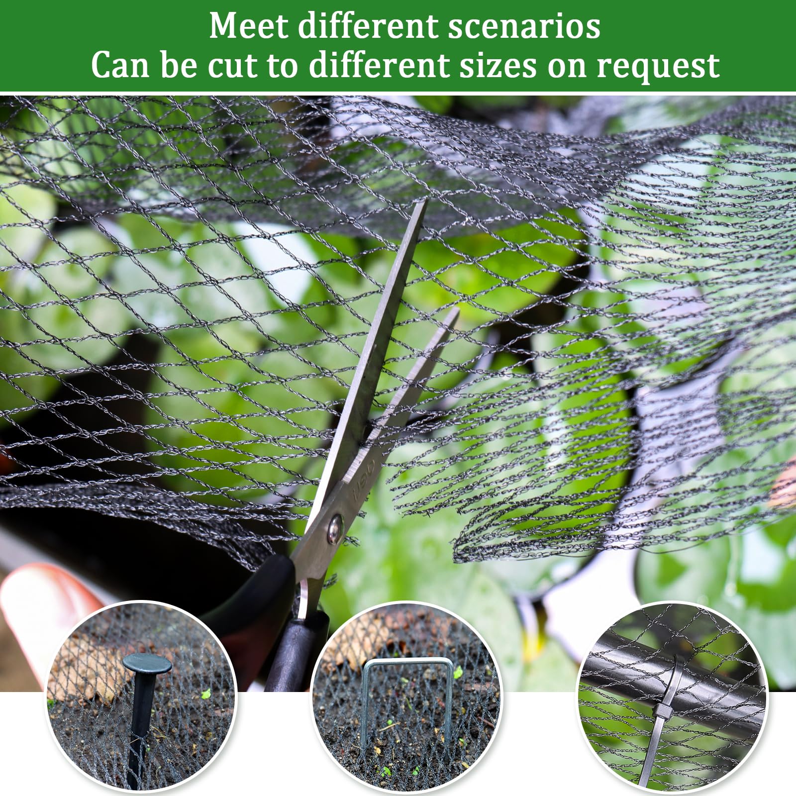 8 X 100 Ft Heavy Duty Garden Netting - 5/8in Mesh Bird Barrier for Vegetable Gardens, Fruit Trees & Blueberry Bushes | Reusable Poultry Netting Protects Against Birds, Deer, Rabbits & Cats | Perfect for Chicken Coops, Vineyards & Backyard Farming