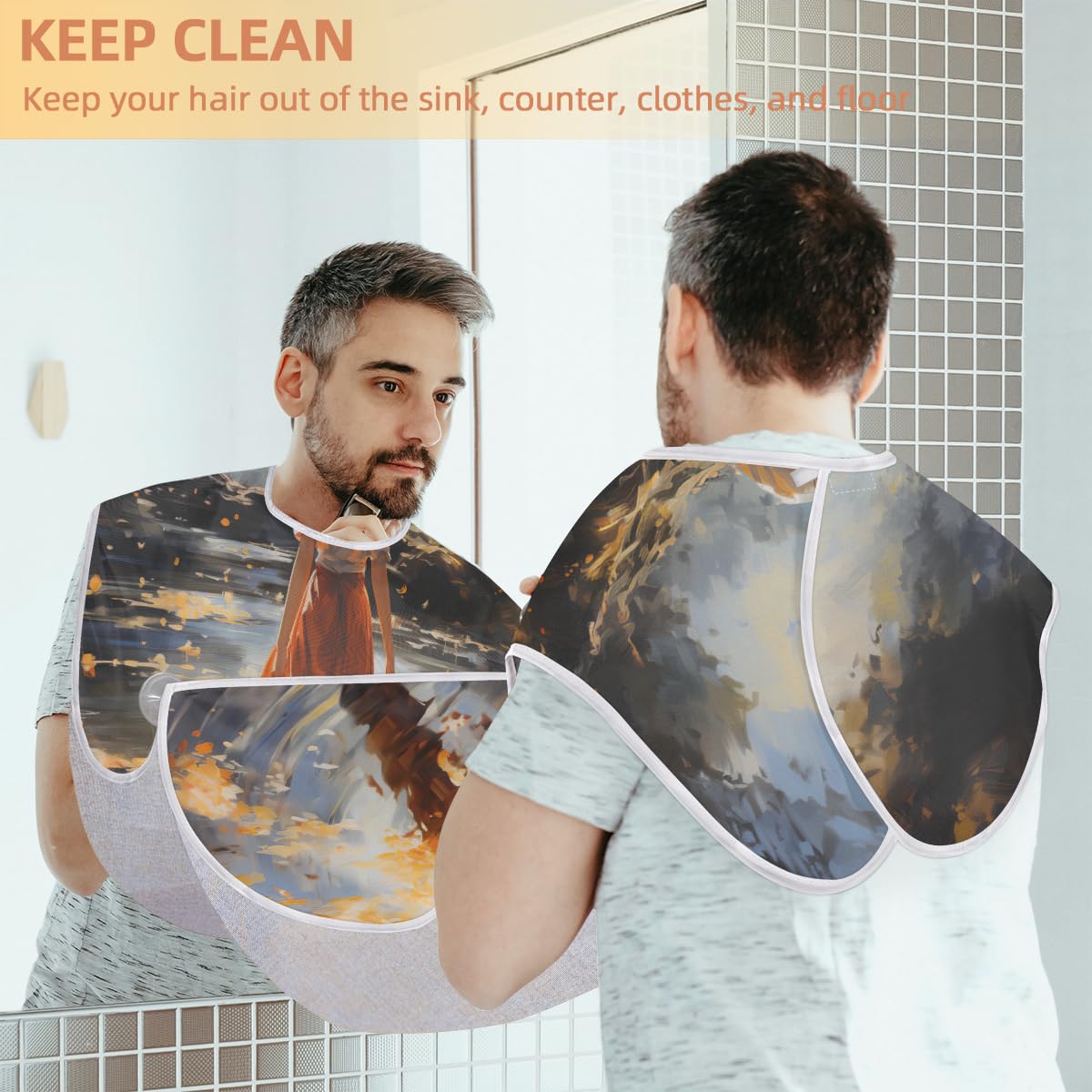 **Men's Beard Shaving Bib with Sink Hair Catcher - Waterproof Barber Apron for Grooming, Hair Dye & Makeup - Perfect for Home & Salon Use, Great Gift for Barbers & Stylists**
