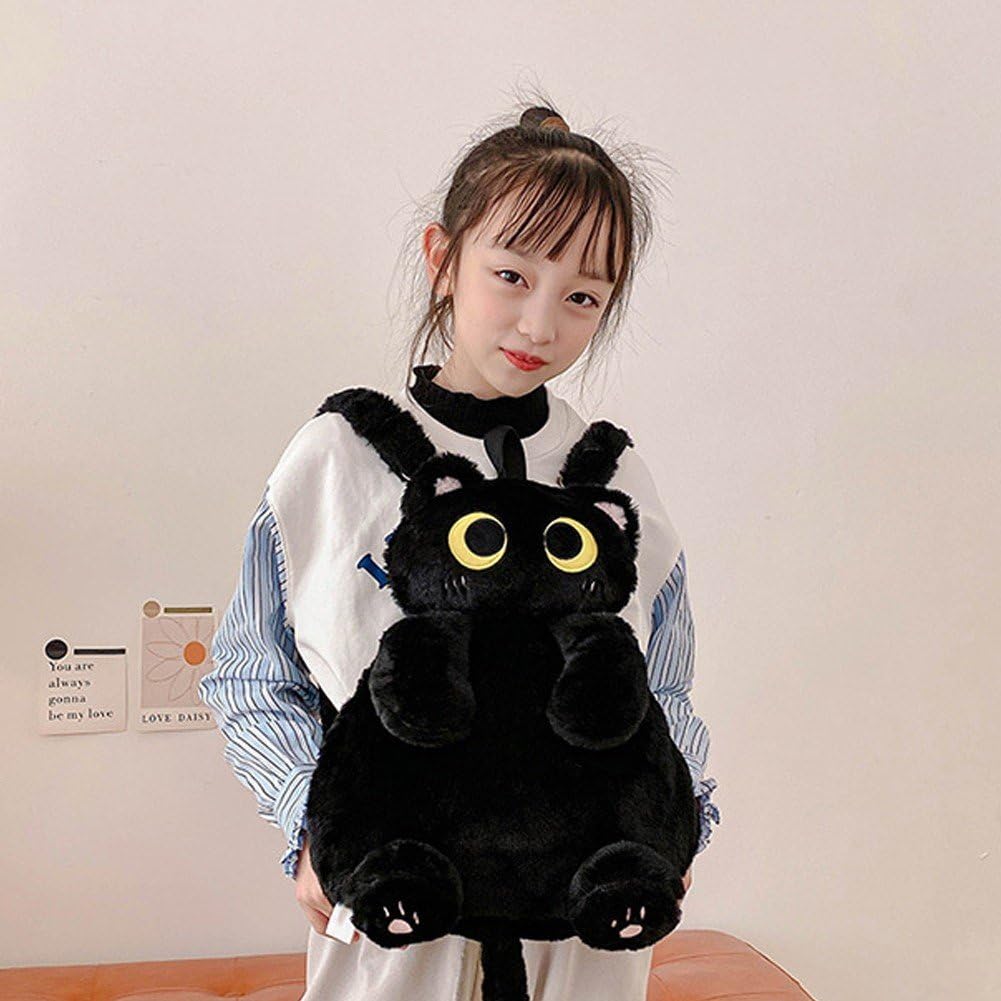 Cute Plush Cat Backpack for Girls - Adjustable Strap Fluffy Animal Shoulder Bag, Cartoon Travel Backpack for Kids | Perfect for School, Travel & Cosplay
