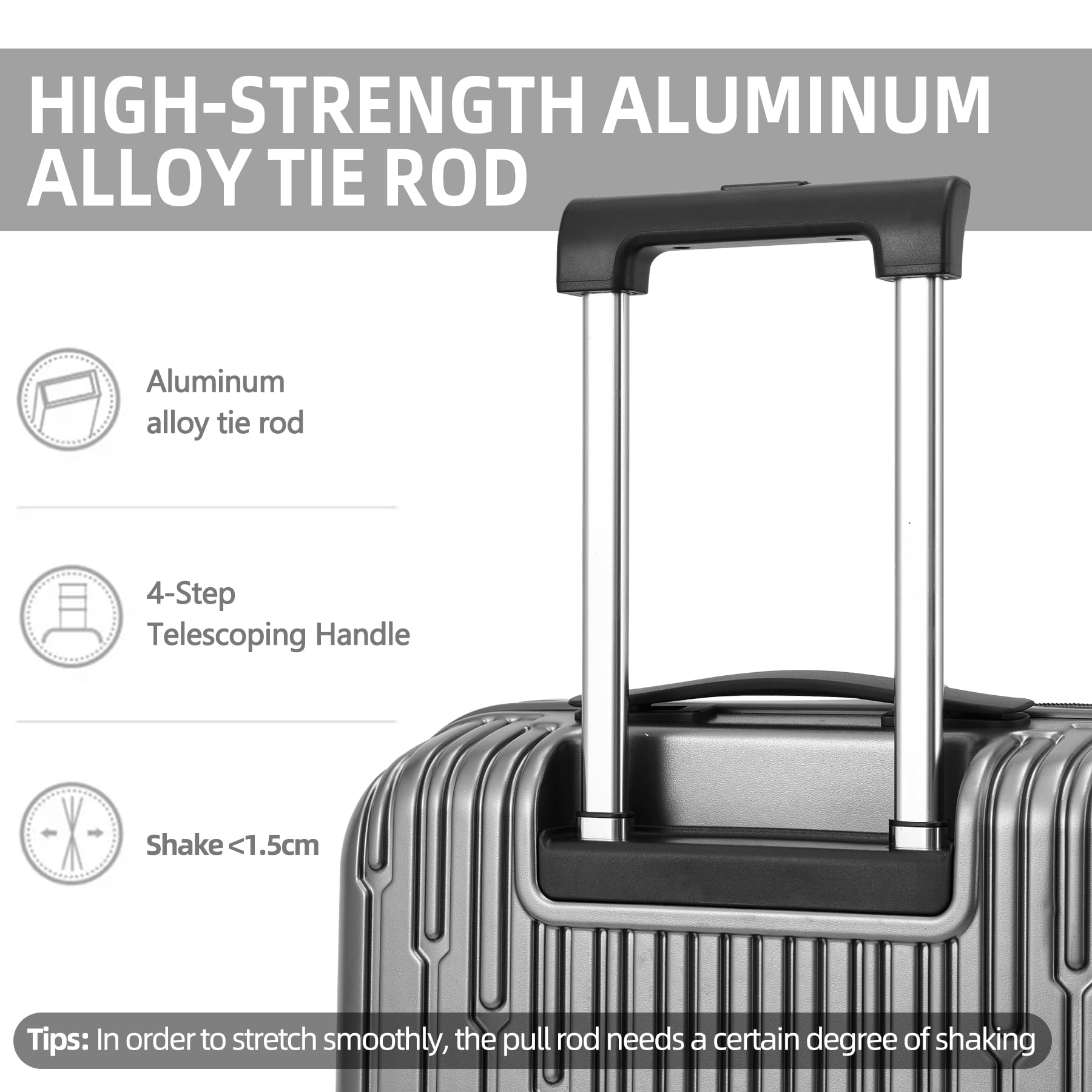 20 Inch Lightweight ABS+PC Hardshell Carry On Luggage with Front Pocket for 15.6