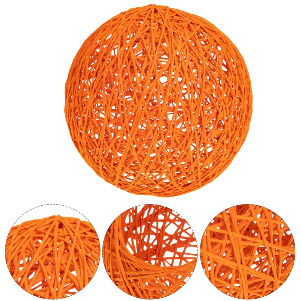 Vintage Rattan Chandelier Shade - Farmhouse Wicker Pendant Lamp Shade for Bar Counter, Dining Room & Living Room Lighting - Uonlytech Paper Ball Lampshade
