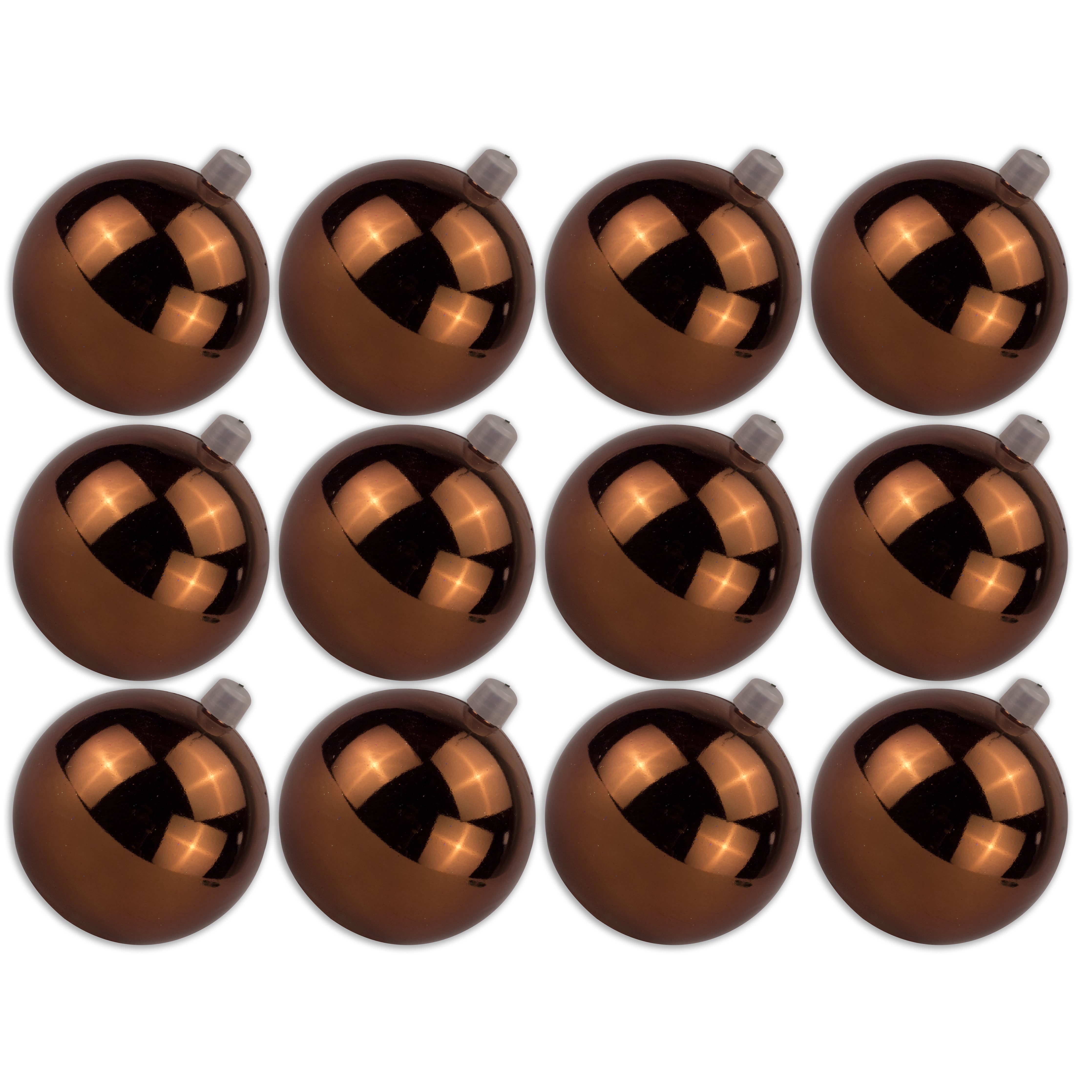 12 Pack 70mm (2.75 Inch) Shiny Brown Christmas Ornament Balls with Wire Hangers & UV Coating - Perfect for Holiday Tree Decorations, Party Favors, and Festive Home Decor