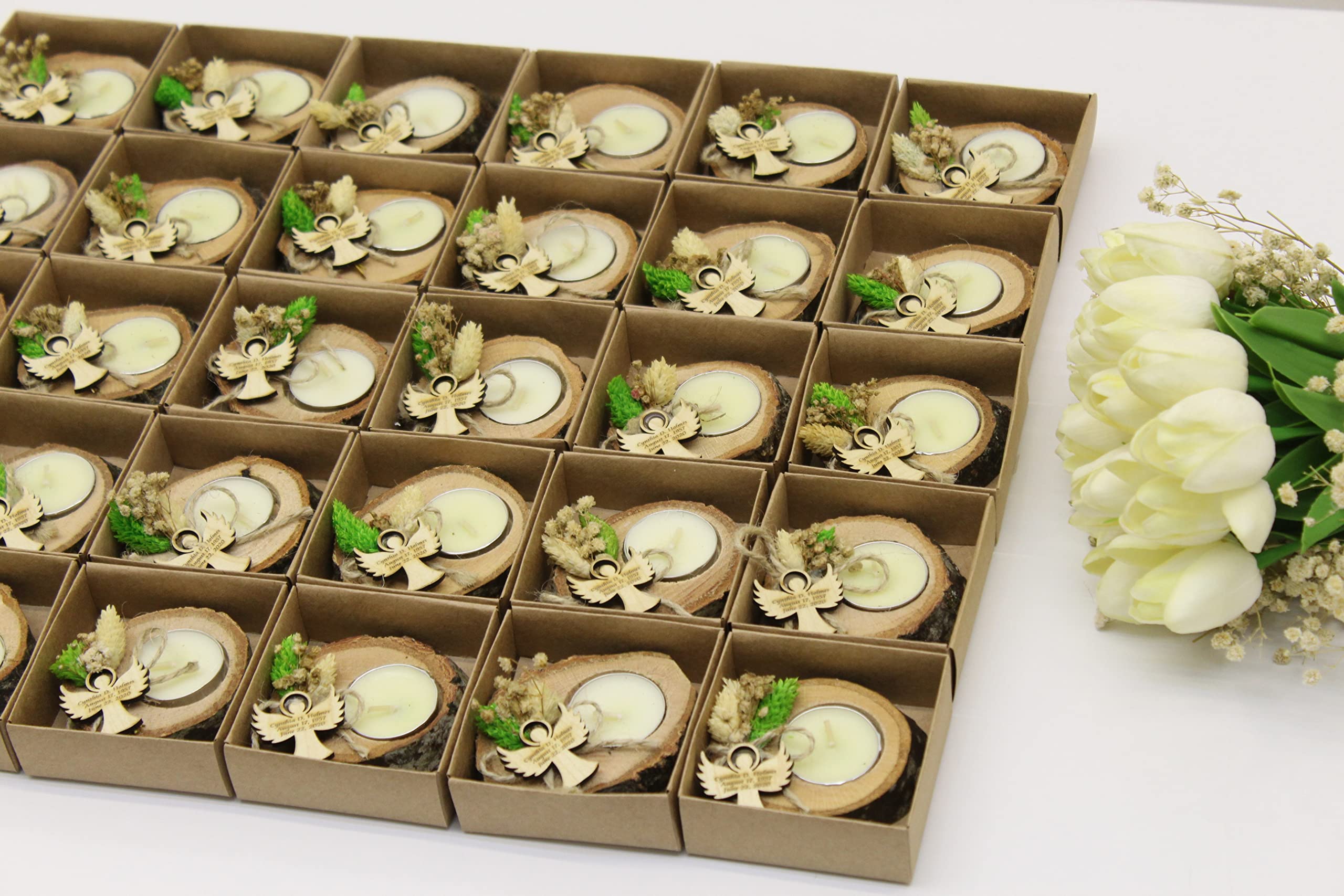 50 Pcs Angel Candle Holder Set - Memorial & Sympathy Gifts for Loss of Loved One, Funeral Favors, Remembrance Keepsake - Perfect for Memorial Services, Funerals & Comforting Grieving Families