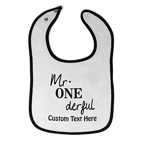 Custom Toddler & Baby Bibs & Burp Cloths - Funny 1st Birthday Gift for Boys & Girls - Personalized Cotton Bib Set with Text (White/Black) - Perfect for Birthday Parties, Baby Showers & Daily Feeding