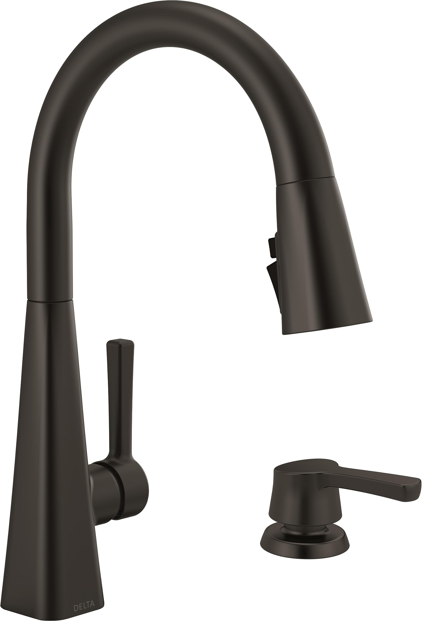 Delta 19802Z-BL-DST Matte Black Pull Down Kitchen Faucet with Magnetic Docking Spray Head & Soap Dispenser - Modern Kitchen Sink Faucet for Easy Dishwashing & Food Prep