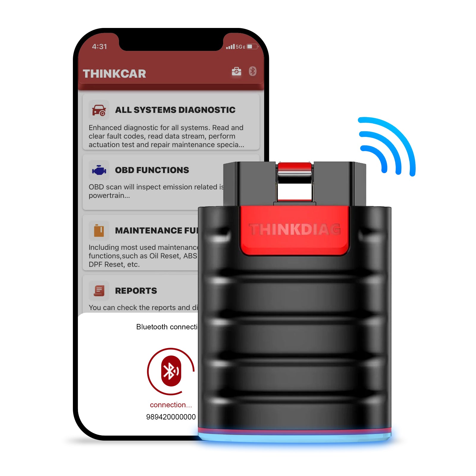 OBD2 Scanner with TPMS Reset Tool - Auto Diagnostic Code Reader & 4 Tire Pressure Sensors Bundle for Car, Truck & SUV - Check Engine Light, ABS, SRS & Oil Reset - Perfect for Mechanics & DIY Car Maintenance
