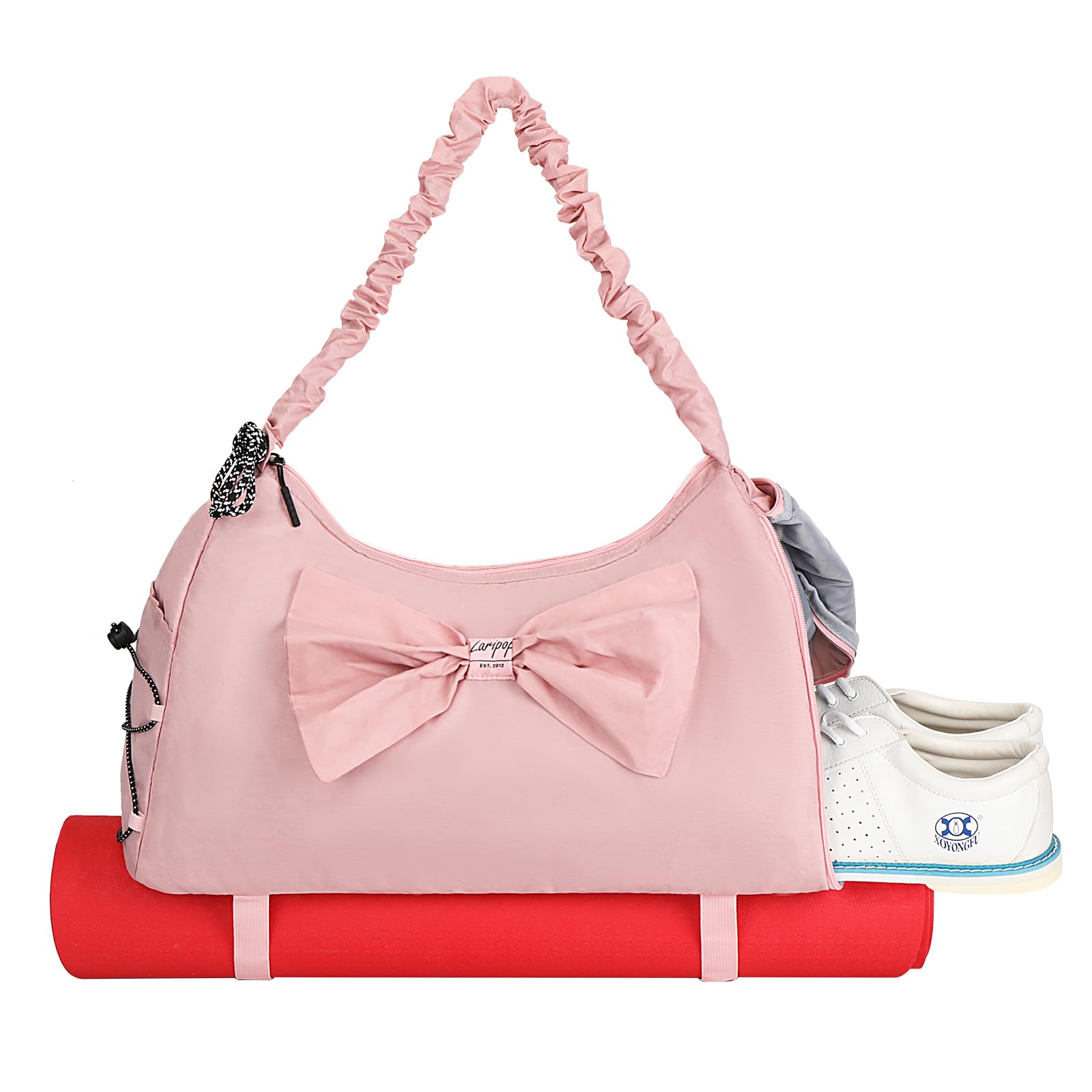 Women's Gym Bag with Yoga Mat Compartment - Waterproof Travel Duffle Bag with Shoe Storage & Wet Pocket | Foldable Weekender Overnight Bag for Yoga, Pilates, Swimming, Gym & Airplane Travel | Perfect for Fitness Enthusiasts & Active Lifestyles
