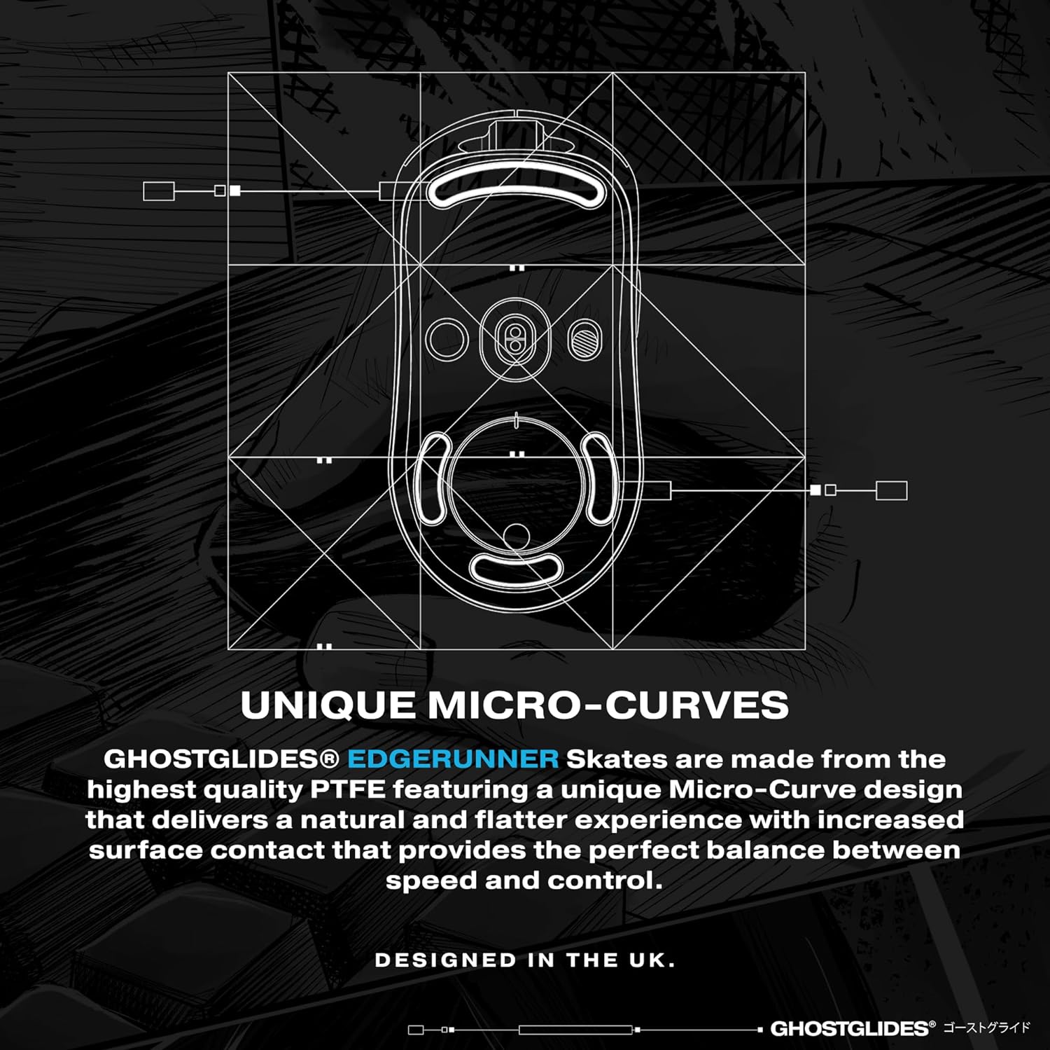 GHOSTGLIDES EDGERUNNER Skates for Logitech G Pro Wireless (GPW) Mouse - Ultra Smooth Gliding for Gaming & Office Use - Perfect for FPS, MOBA & Productivity Work