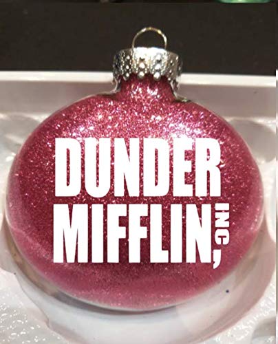 Dunder Mifflin The Office Pink Glitter Christmas Ornament - Shatterproof Holiday Decoration for Tree, Home & Office Party Decor - Perfect Gift for Fans of The Office TV Show