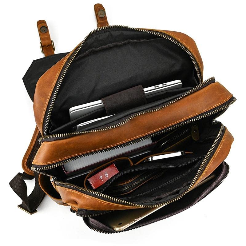Premium Genuine Leather 16-Inch Laptop Backpack for Men - Durable Business Briefcase & Travel Backpack for Work, Commuting & Outdoor Adventures