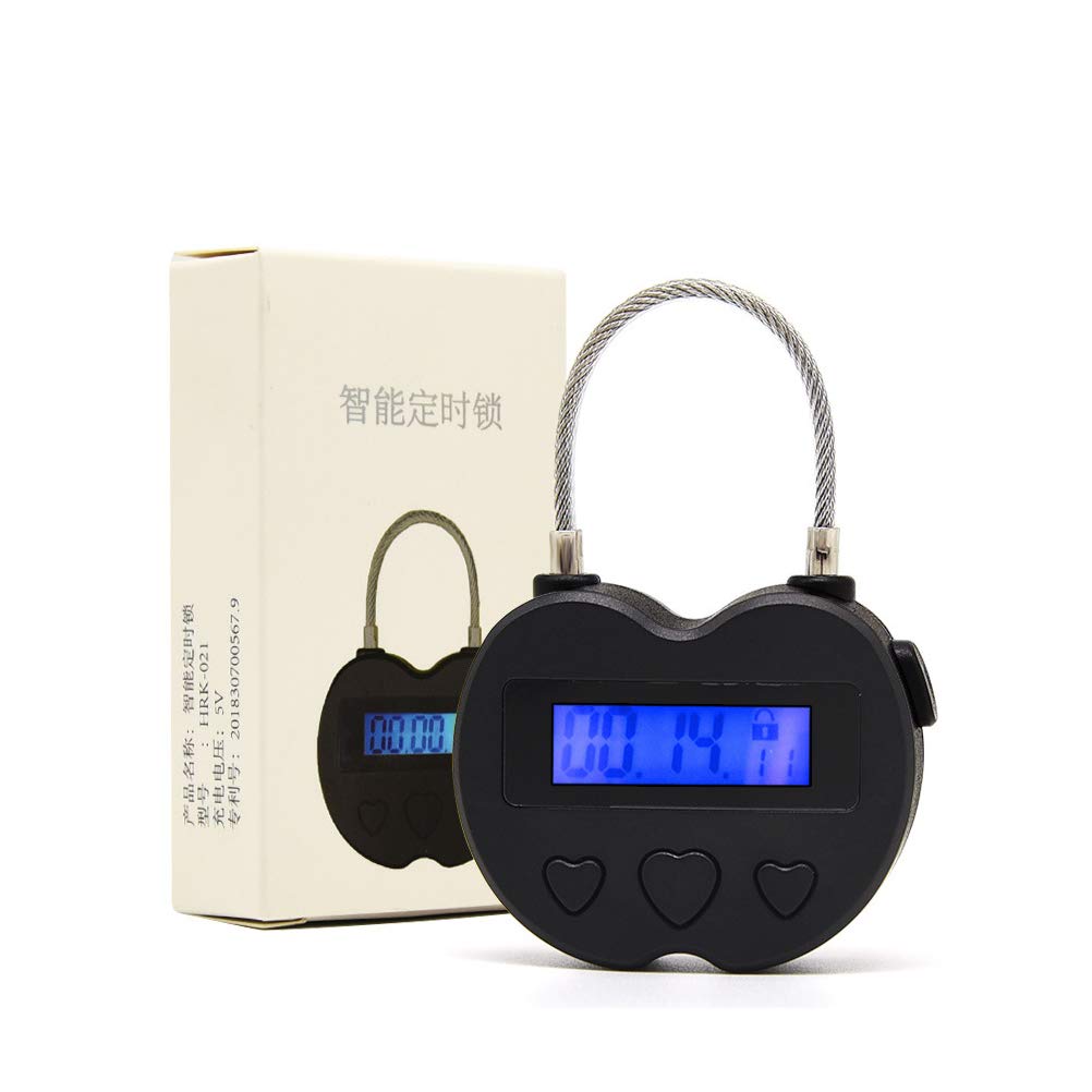 LCD Display Electronic Timer Lock - USB Rechargeable Time Padlock with Multiple Functions for Home, Office & Travel Security (Black) - Perfect for Lockers, Storage Boxes, Luggage & Gym Bags