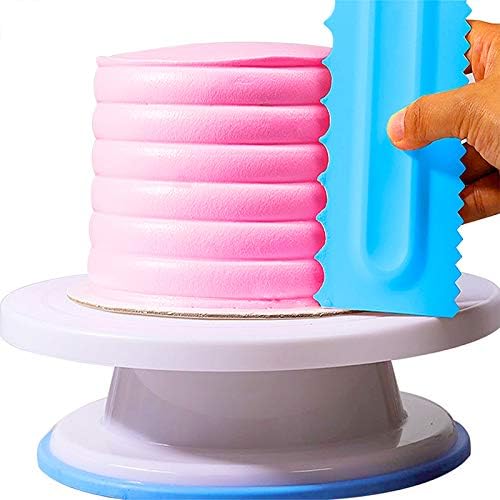 9-Piece Cake Scraper Set - Professional Cake Decorating Comb & Icing Smoother for Baking - Plastic Cake Edge Decorator, Baking Mold DIY Tool (Blue) - Perfect for Birthday Cakes, Wedding Cakes & Home Baking Projects