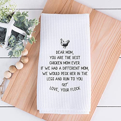Funny Chicken Mom Towel - Unique Chicken Lady Gift for Women, Cute Farming & Homestead Decor - Perfect for Chicken Lovers, Farmhouse Kitchen, Coop Decor & Country Living