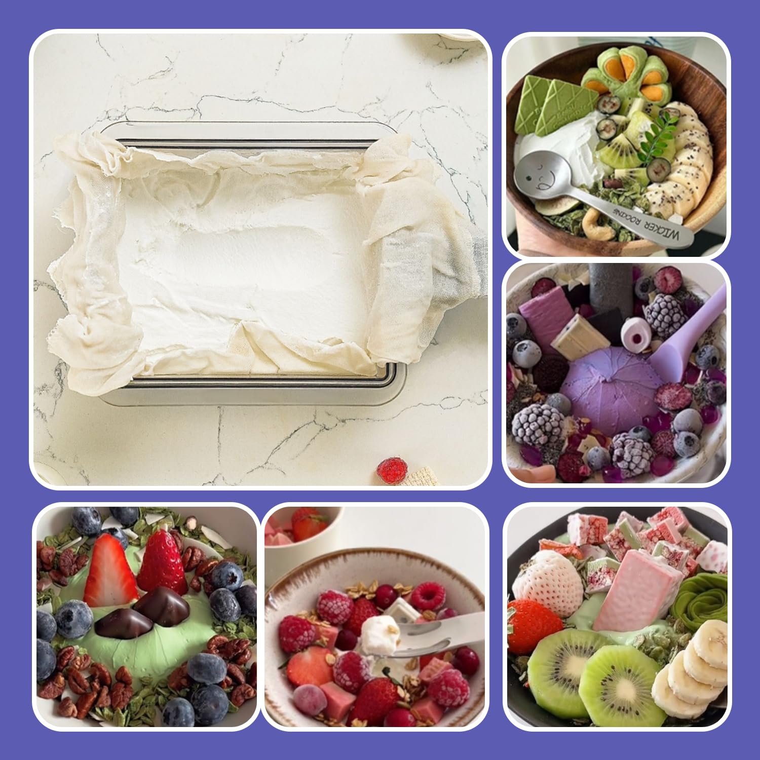 Greek Yogurt Strainer & Cheesecloth Set - 1 Gallon BPA-Free Yogurt Maker for Thick Creamy Greek & Coconut Yogurt - Dishwasher Safe - Perfect for Homemade Yogurt, Cheese Making & Healthy Breakfast Prep