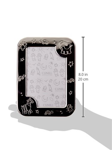Cunill Sterling Silver Baby Zoo Photo Frame for 4x6 Inch Pictures - Perfect for Nursery Decor, Baby Showers & Gift Giving