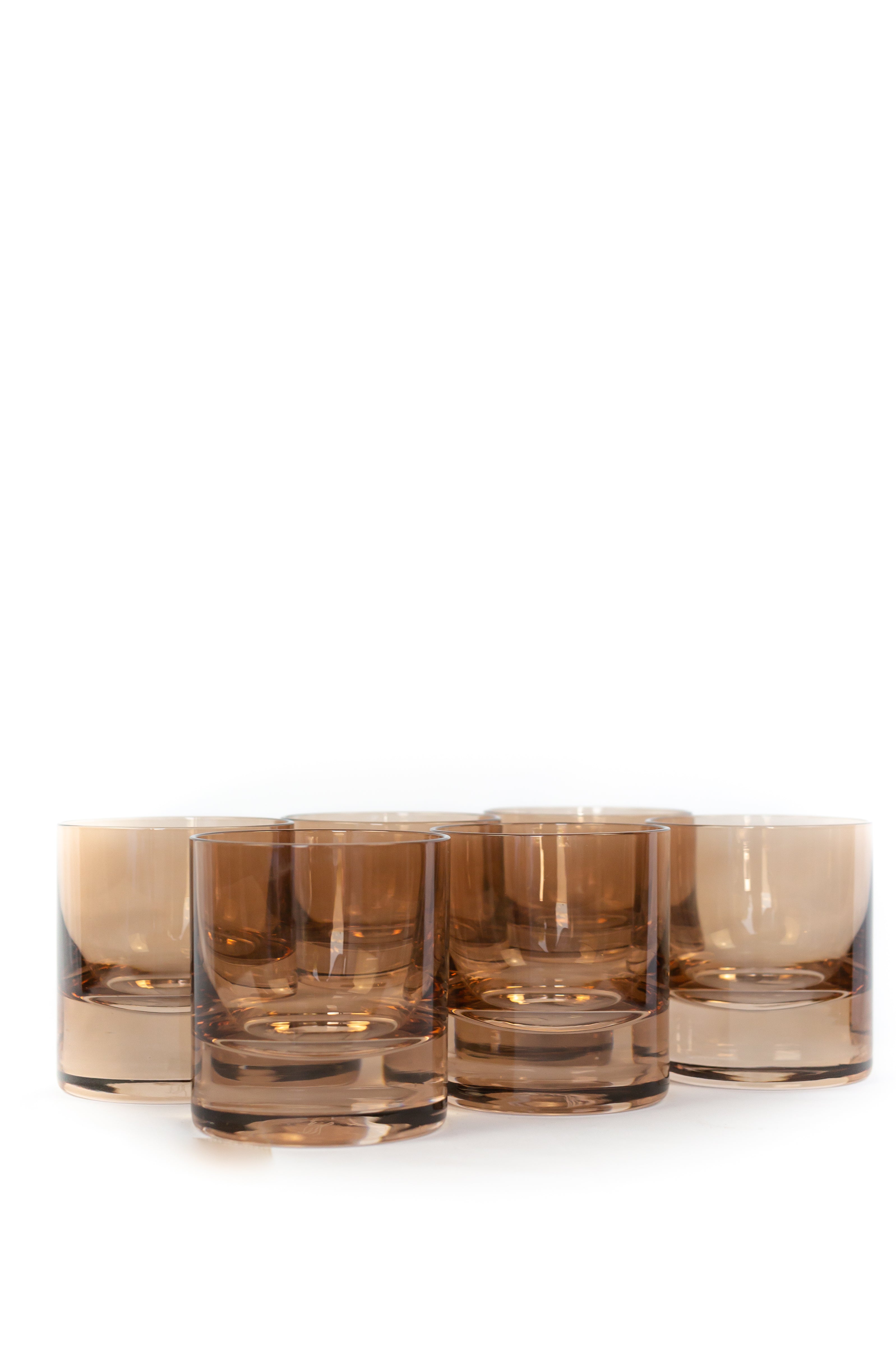 Estelle Colored Rocks Glass Set of 2 - Mocha Mousse (Amber Smoke) | Elegant Cocktail Glasses for Whiskey, Bourbon & Iced Drinks | Perfect for Home Bar, Parties & Gifts