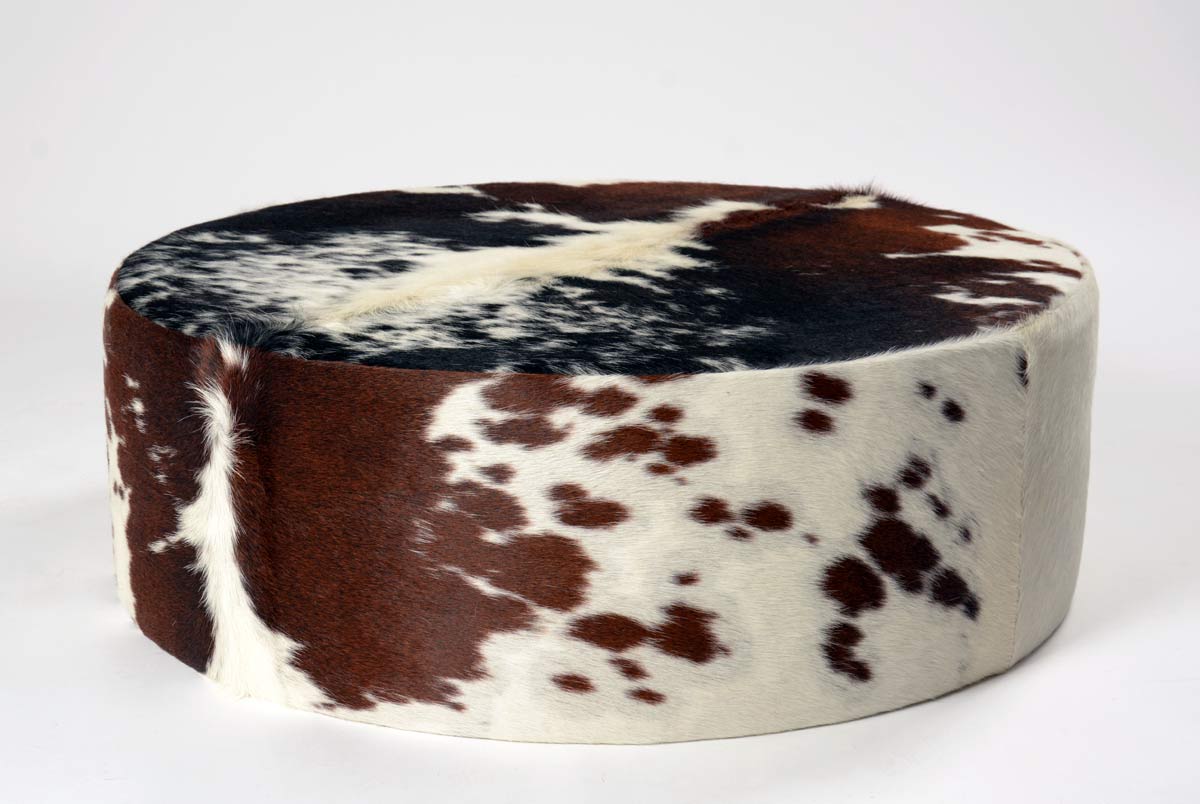 Premium Cowhide Round Ottoman 35