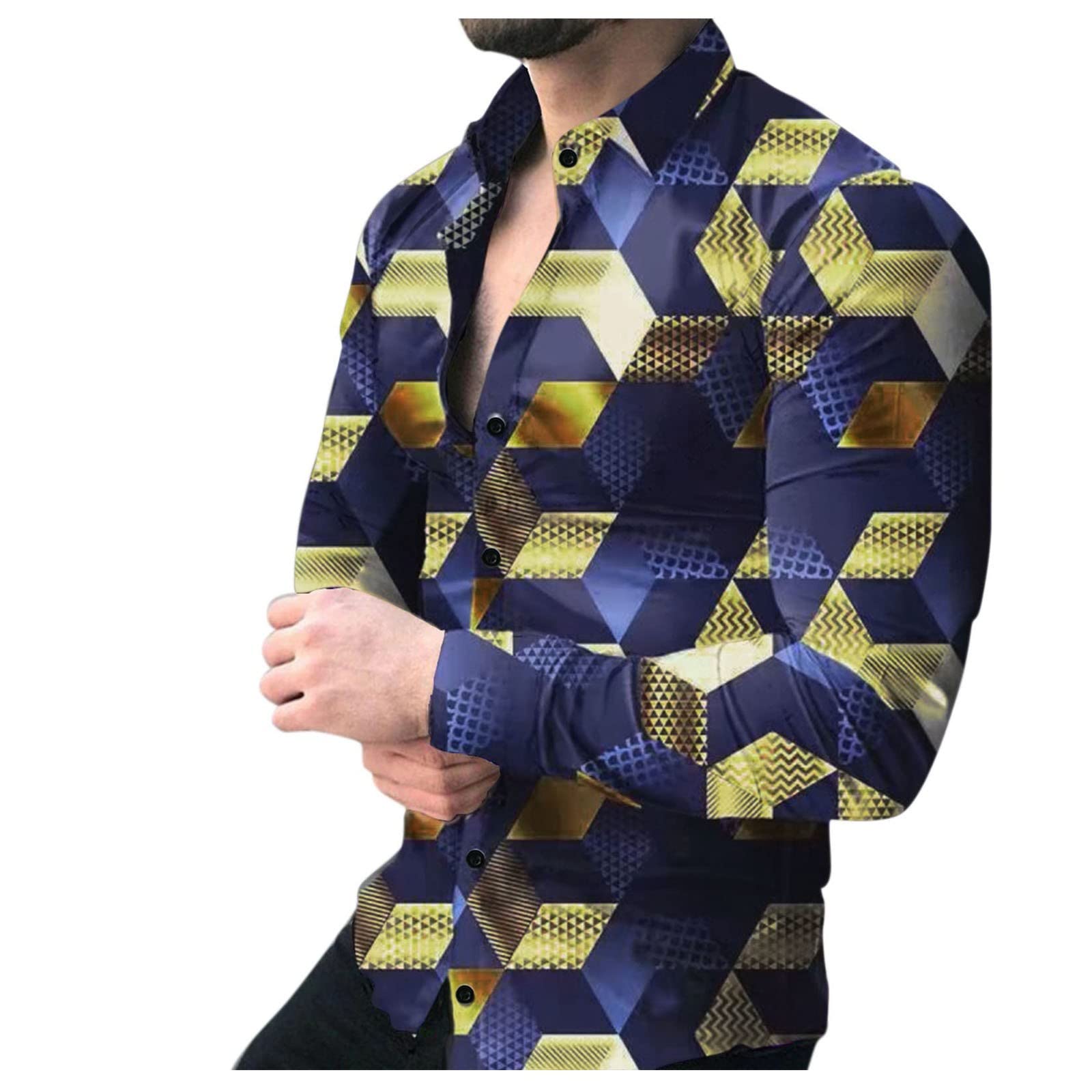 Men's Short Sleeve Casual Button Down Shirts - Breathable Printed Lapel Cardigan Sweat Shirts for Summer | Perfect for Office, Dating & Outdoor Activities