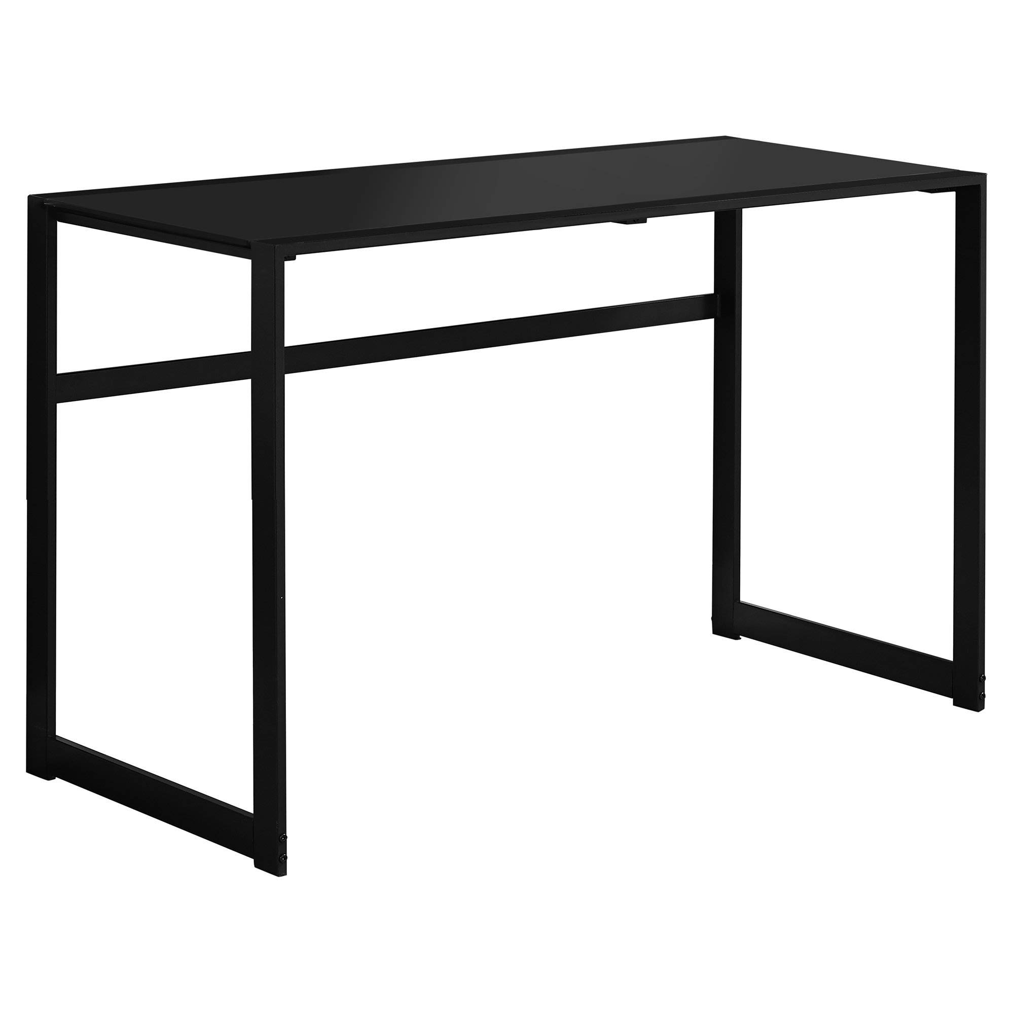 Ergonomic 48-inch Computer Desk with Black Metal Frame & Tempered Glass Top - Modern Home Office Desk for Work, Gaming & Study Spaces