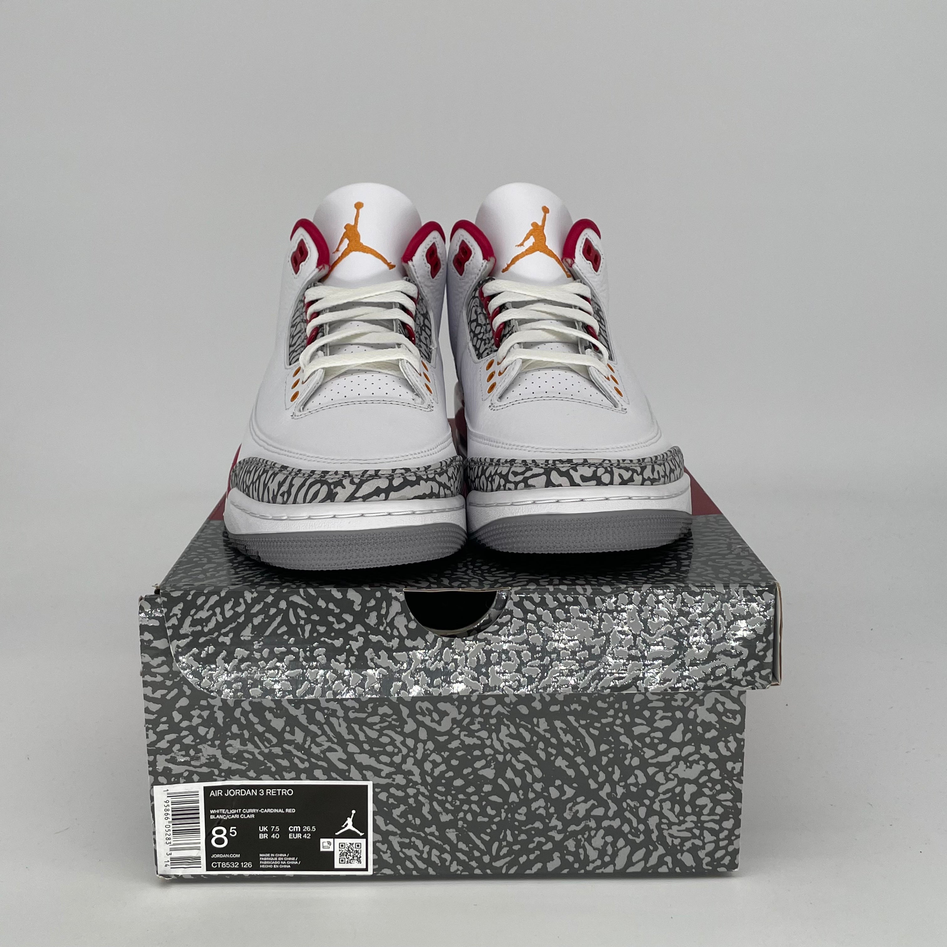 AIR JORDAN 3 Cardinal Red Basketball Shoes - Men's Size 8.5/Women's Size 10 (CT8532-126) - Retro Sneakers for Running, Gym & Streetwear Fashion