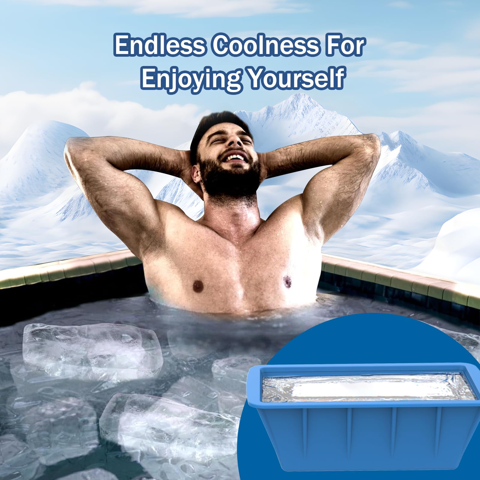 Extra Large Ice Cube Molds 4-Pack - 16LB Silicone Big Ice Trays for Freezer, Reusable Ice Block Molds for Cold Plunge Tub & Home Ice Bath - Perfect for Cocktails, Whiskey, Chilling Beverages & Recovery Therapy