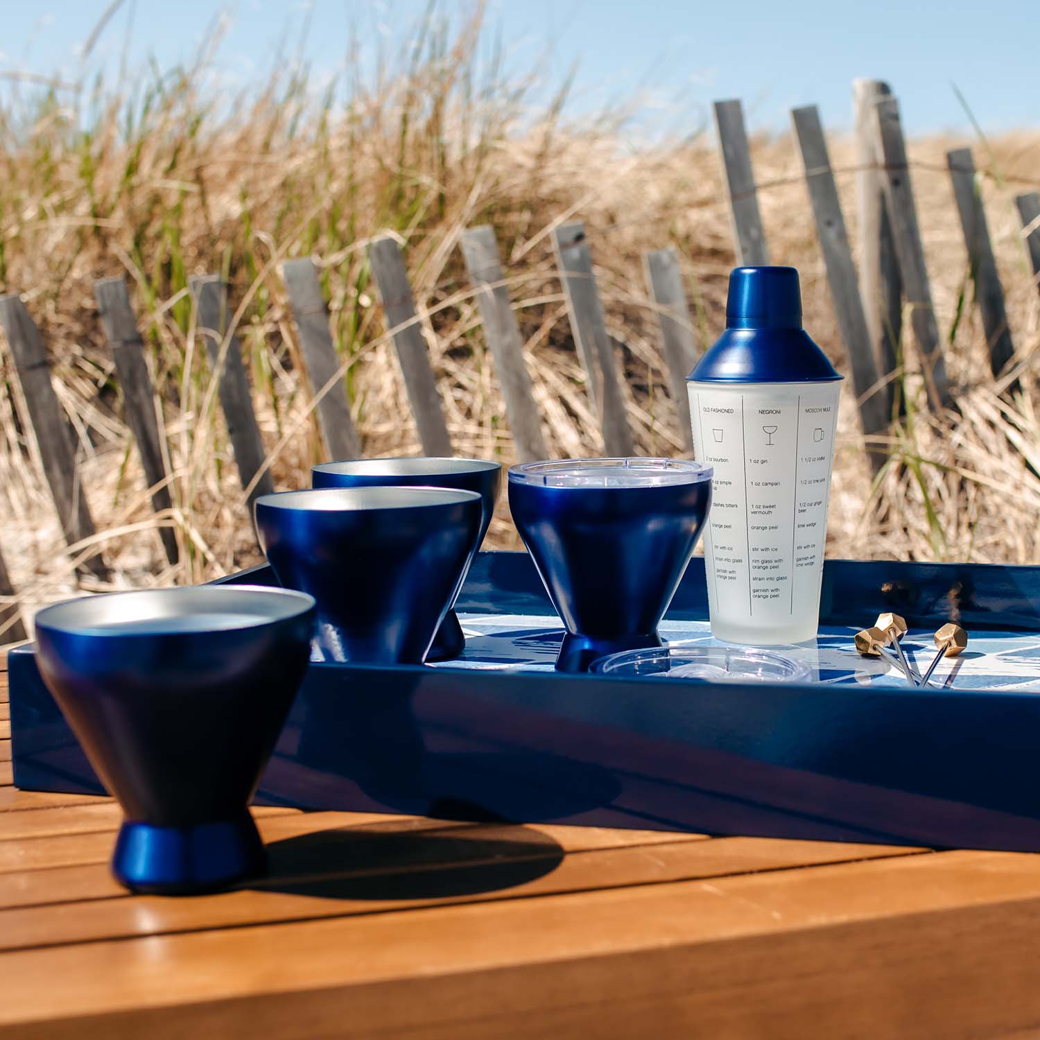 Premium Navy Insulated Cocktail Tumblers Set of 4 - 16oz Stainless Steel Drinking Glasses for Wine, Whiskey & Cocktails - Perfect for Parties, BBQs & Outdoor Entertaining