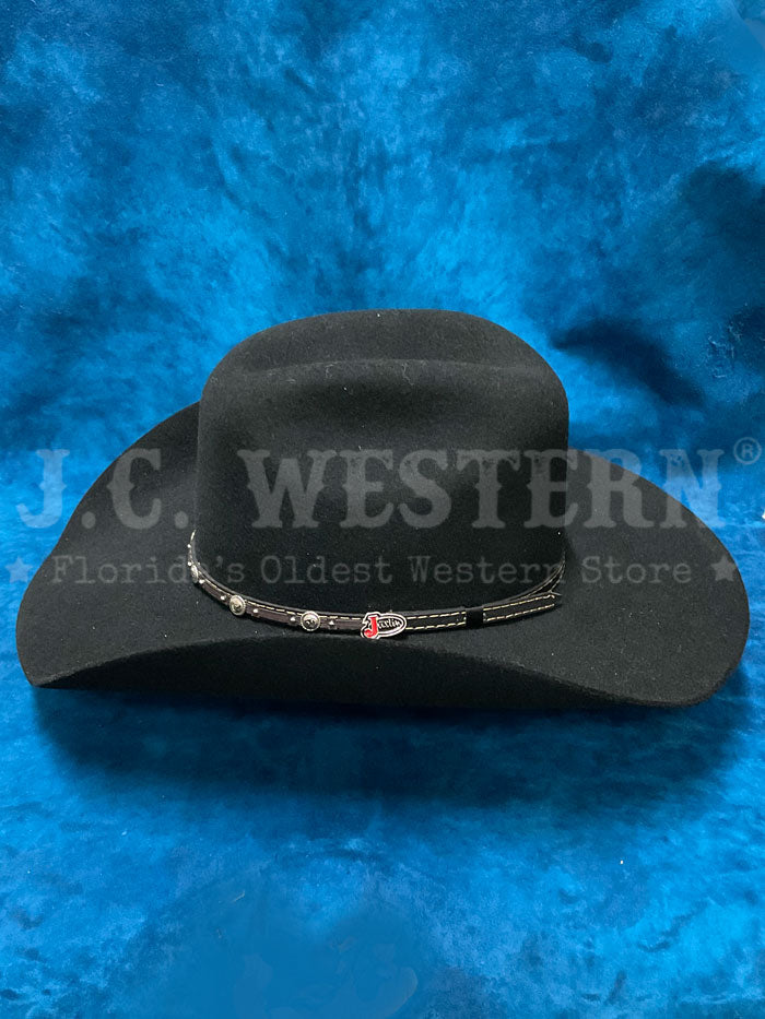 Justin JF0230BUJR40 Kids BUSTER JR Felt Hat - Black Felt Cowboy Hat for Boys & Girls - Perfect for Western Costumes, Halloween, Dress-Up & Cowboy Parties