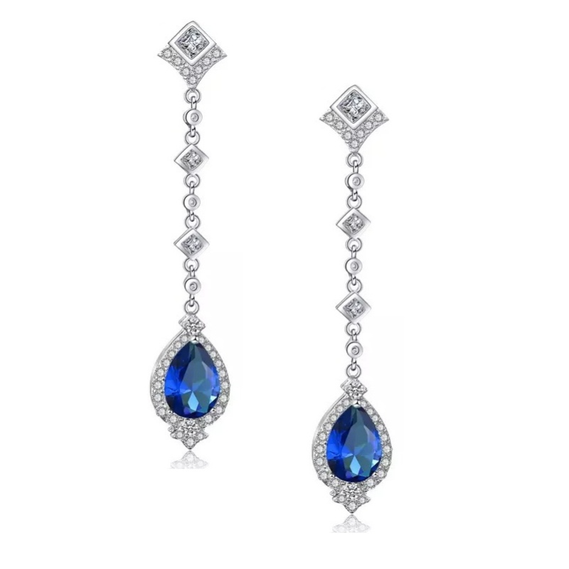 ZAHA Simulated Diamond Long Drop Earrings for Women – Elegant Cubic Zirconia Dangle Earrings for Wedding, Party & Evening Wear | Hypoallergenic & Tarnish-Free