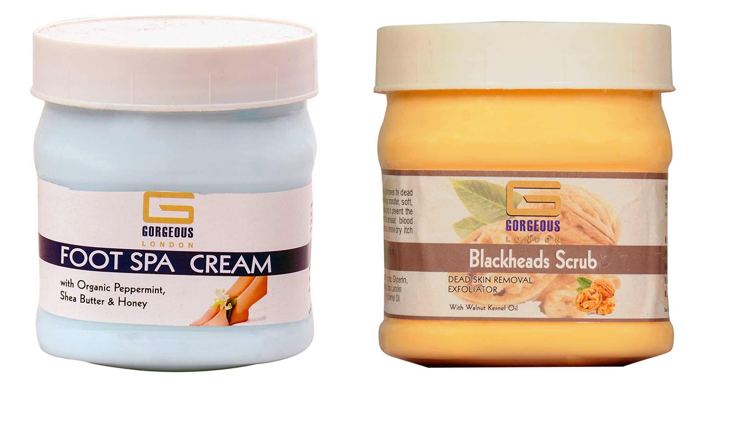 London Foot Spa Cream & Blackhead Scrub Combo - 2 Pack (450g Each) | Deep Cleansing & Exfoliating for Soft Feet | Perfect for Pedicures & At-Home Foot Care