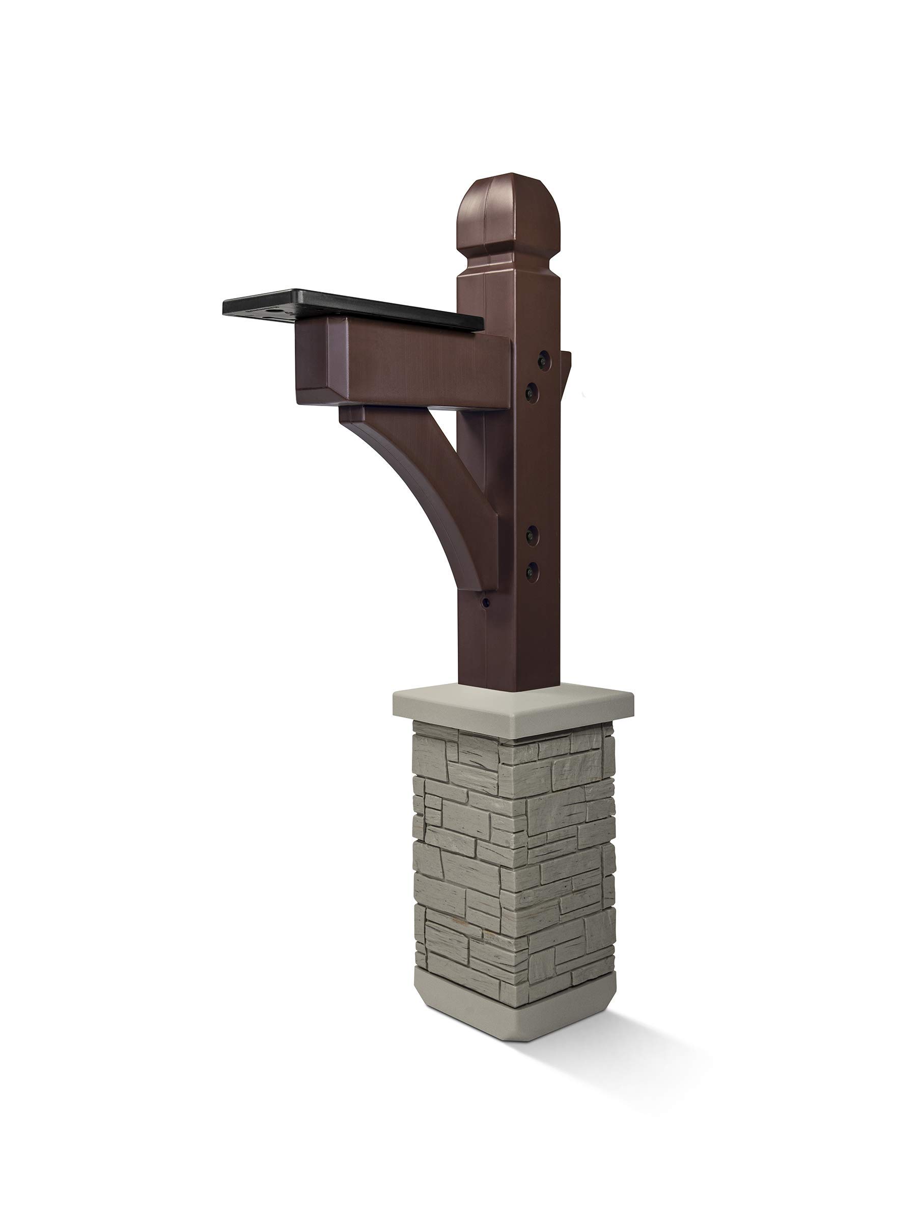 Premium Mailbox Post Set with Cross-Arm - Classic Coffee Brown Finish - Durable Outdoor Mailbox Stand for House, Farm & Rural Areas