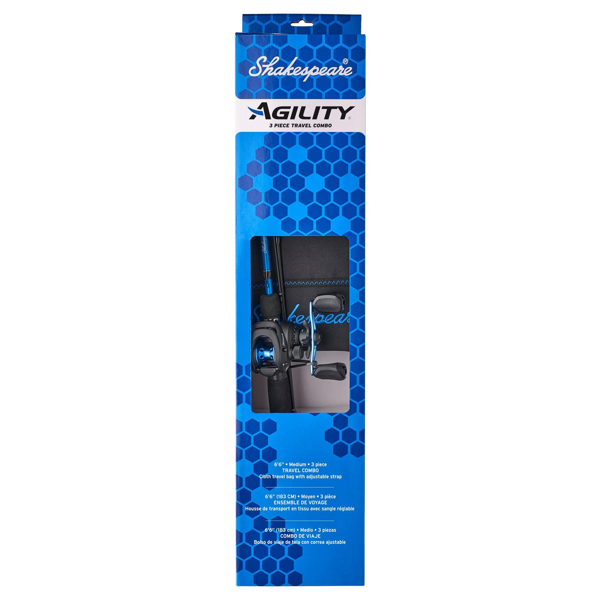 Agility® Travel Baitcast Fishing Rod and Reel Combo - Lightweight Compact Design for Bass, Trout, and Saltwater Fishing - Perfect for Backpacking, Kayak, and Boat Fishing Adventures