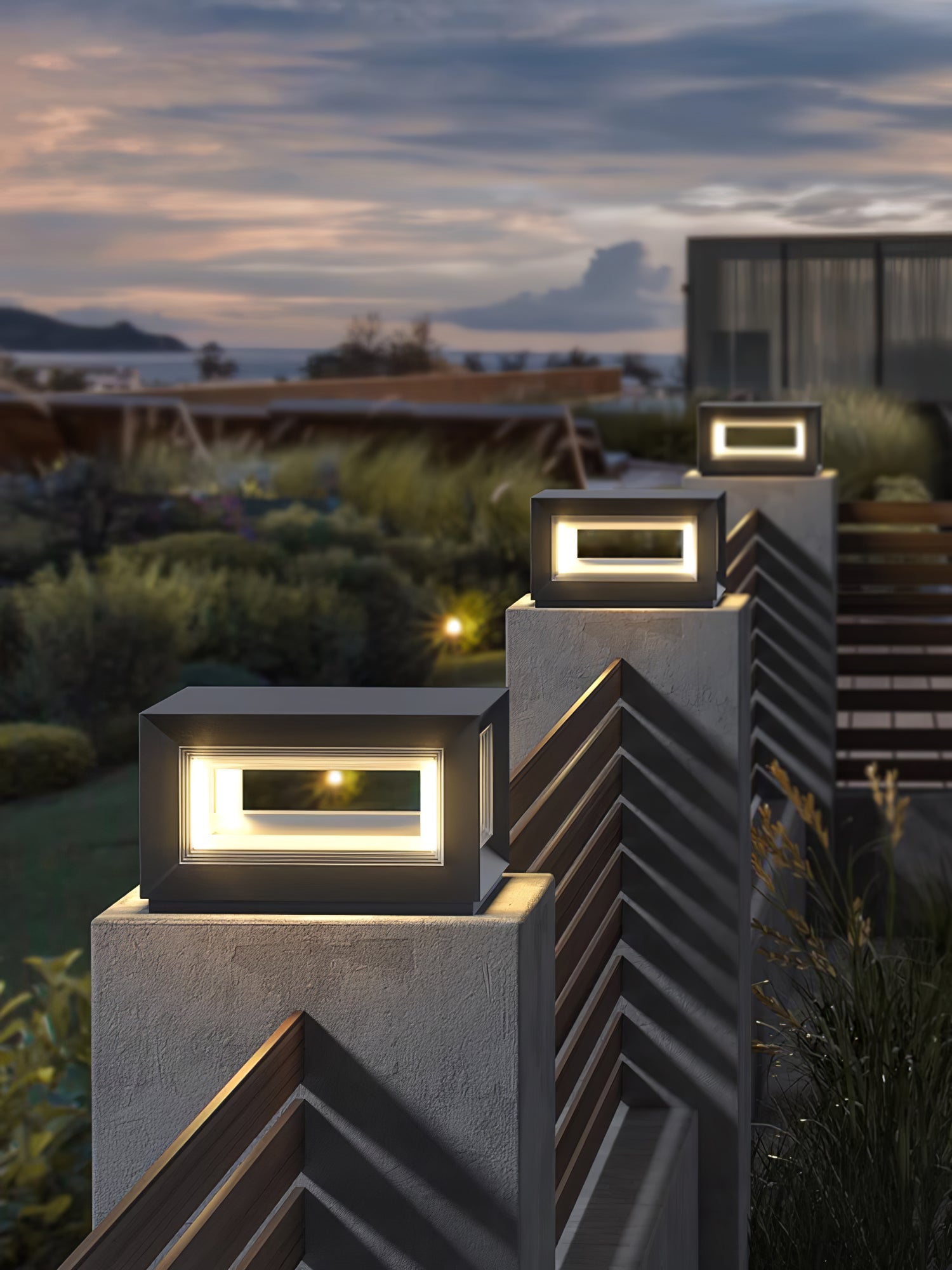Modern LED Light Cube Outdoor Post Light - Waterproof Solar Powered Garden Lighting for Pathways, Driveways & Patio Decor