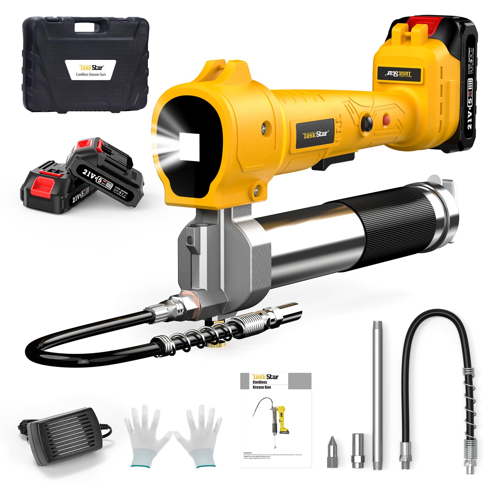 **Cordless Electric Grease Gun Kit – 10000 PSI, 2 Batteries & Charger, 39.4