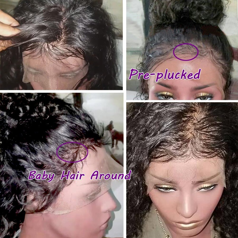 JYZ Full Lace Human Hair Wig - Burmese Wet Curly 14 Inch, 150% Density Raw Hair with Plucked Bleached Knots & Baby Hair | Natural Look for Daily Wear, Cosplay & Special Occasions