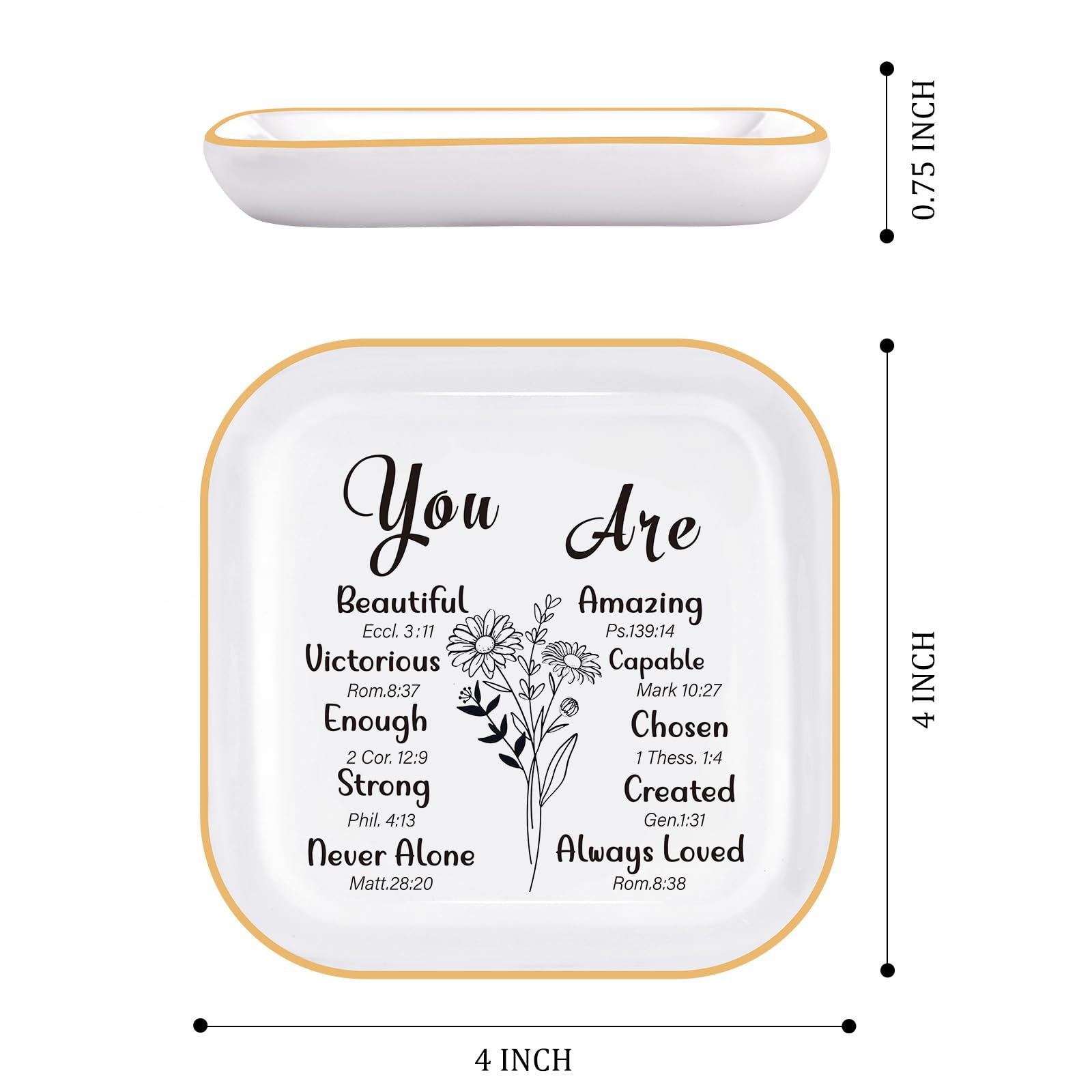 PUDDING CABIN Christian Jewelry Dish for Women - Inspirational Bible Verse Gifts, Catholic Religious Gifts, Spiritual Birthday & Mother's Day Presents, White - Perfect for Home Decor & Daily Devotion