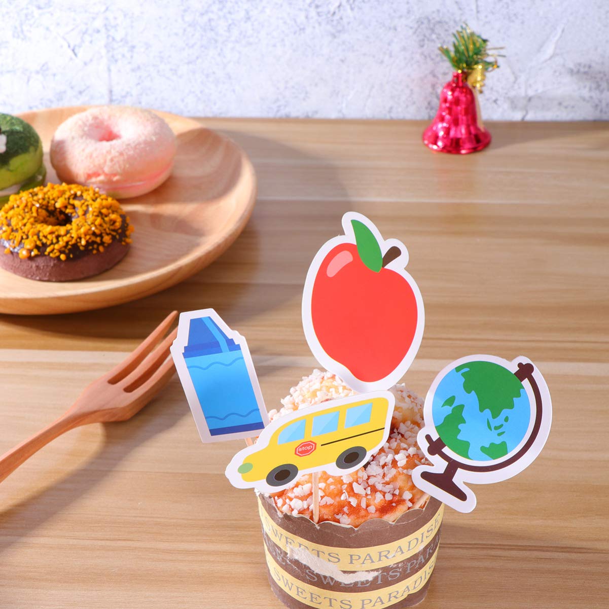 18Pcs Back to School Cupcake Toppers - Welcome Class Party Decorations for Classroom Treats, Sweet Dessert Toppers for First Day of School Celebrations