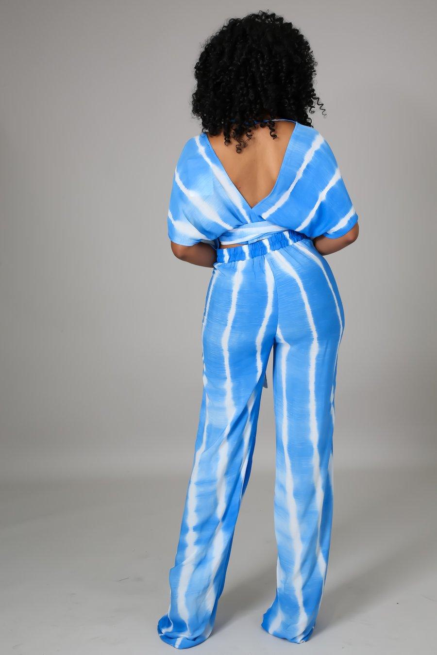 Island Living Palazzo Pant Set - Flowy Wide Leg Lounge Pants for Women in Blue | Perfect for Beach Vacation, Yoga, and Casual Wear