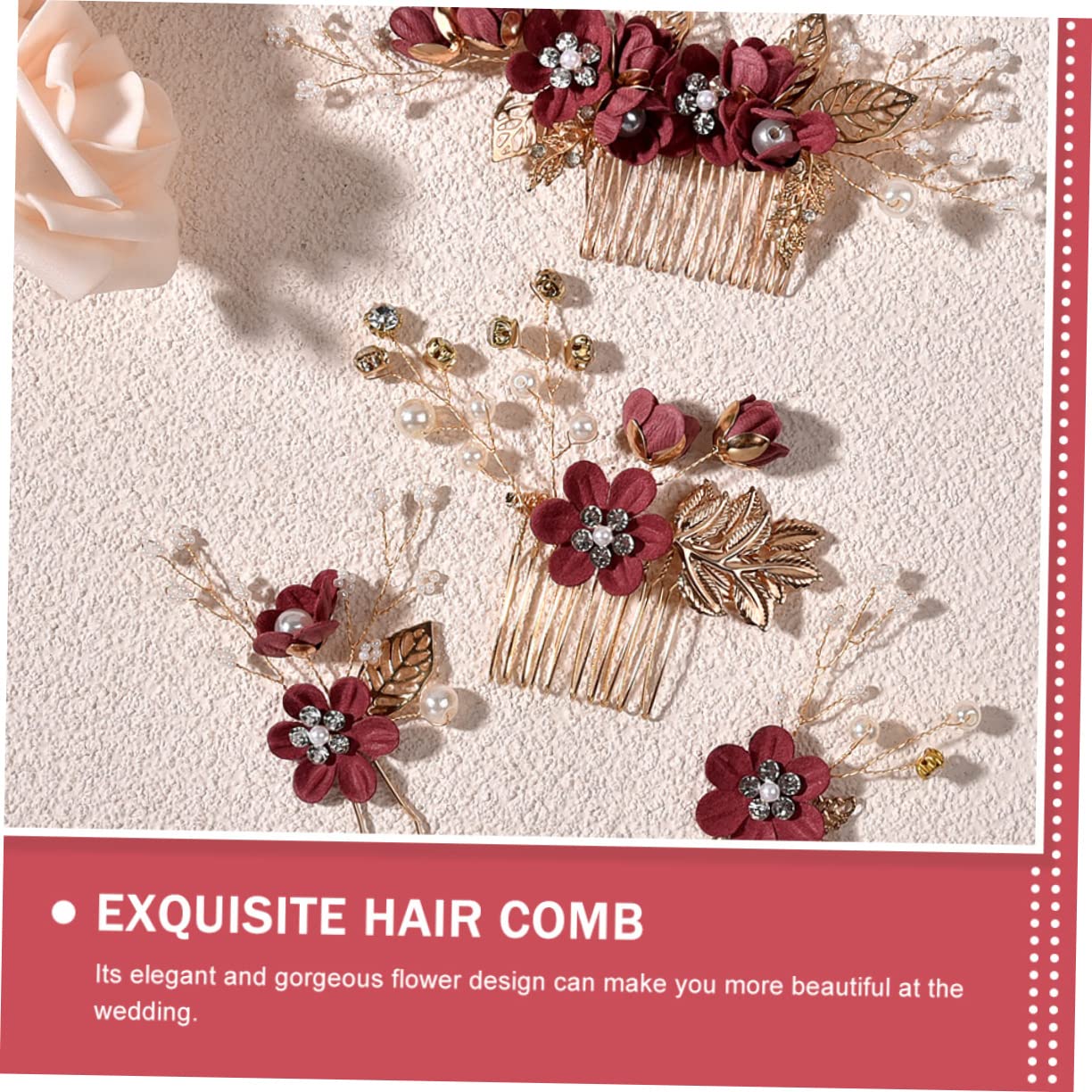 5 Sets Wedding Hairpins for Bride - Pearl Flower Hair Clips, Hair Comb Accessories for Women (Zinc Alloy) - Perfect for Bridal Shower, Wedding Ceremony & Special Occasions