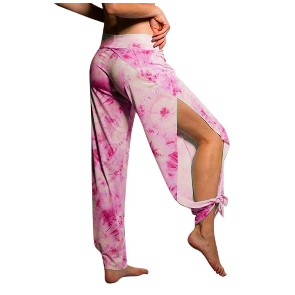 iYBWZH Women's High Waist Tummy Control Yoga Pants - Tie Dye Harem Joggers with Side Slits for Yoga, Workout & Beach | Comfortable Hippie Style Sweatpants