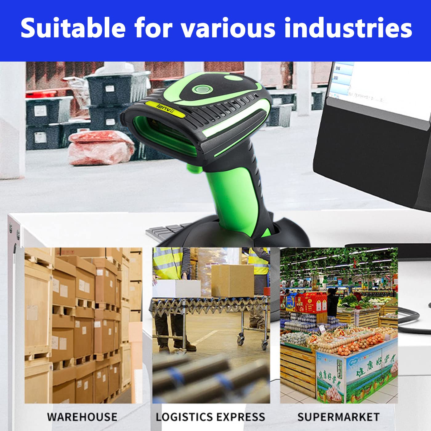 MDW8004 Bluetooth Wireless 2D Barcode Scanner - Dual Mode QR Code Reader for Metal & Inkjet Codes | Fast Magnetic Charging | Ideal for Retail, Warehouse & Inventory Management