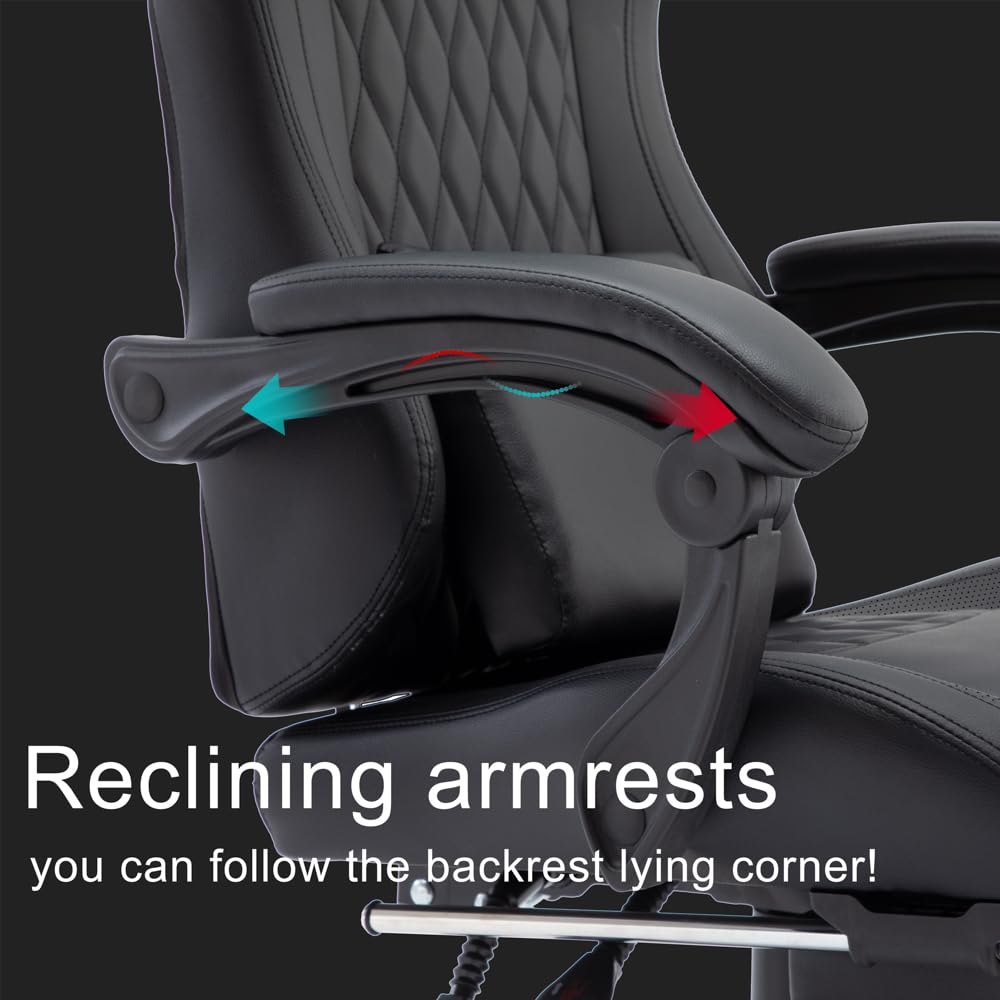 OHAHO Ergonomic Gaming Chair with Adjustable Lumbar Support & Footrest - 360° Swivel Height-Adjustable Office Computer Chair with Headrest for PC Gamers & Home Office (Black) - Perfect for Long Gaming Sessions & Remote Work Comfort