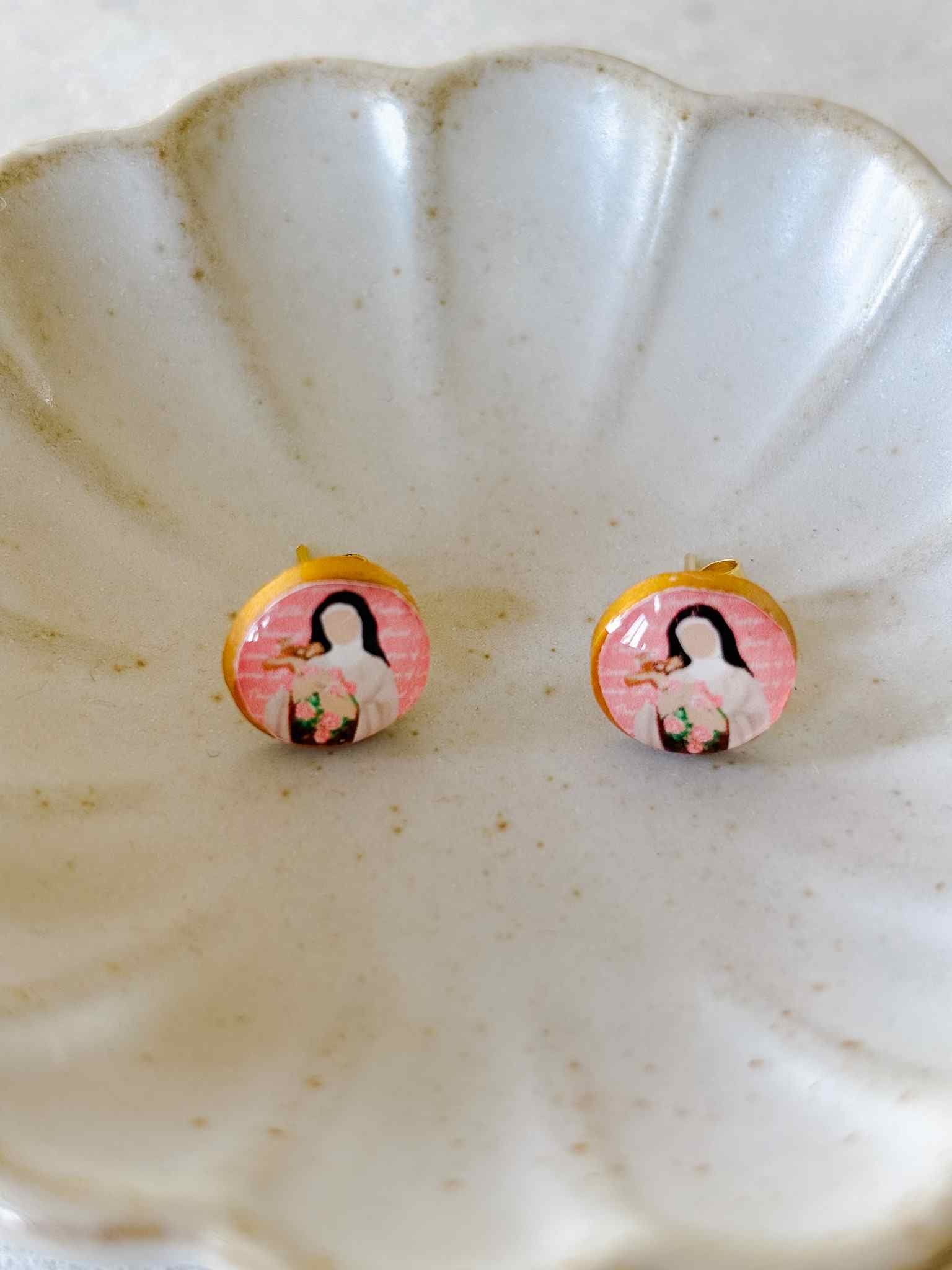 Handmade St. Therese Rose Gold Earrings for Women - Religious Jewelry Gift for Baptism, First Communion & Catholic Devotion - Elegant Dangle Earrings for Church & Special Occasions