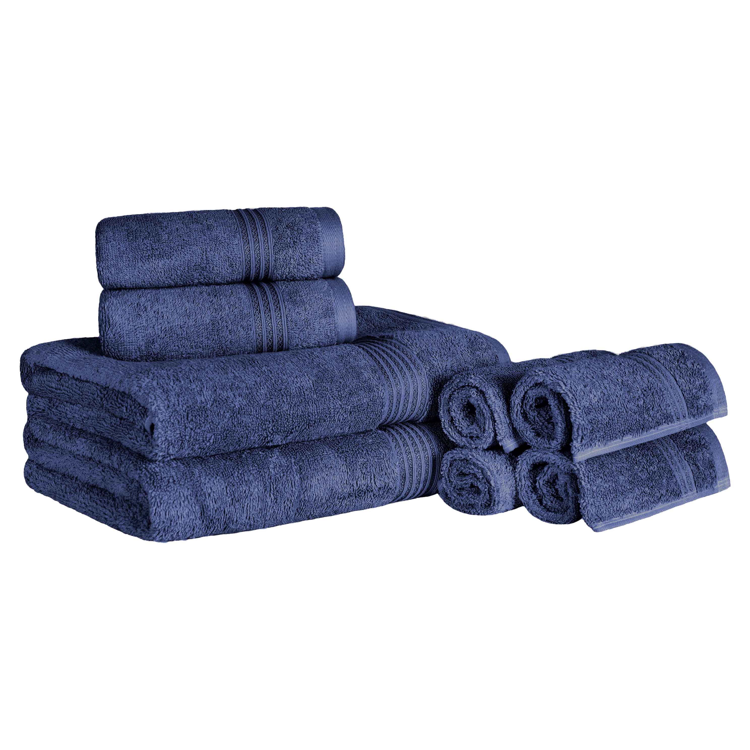 Premium Egyptian Cotton 8-Piece Bath Towel Set - Ultra Soft, Highly Absorbent & Quick-Drying - Perfect for Spa, Bathroom & Beach Use